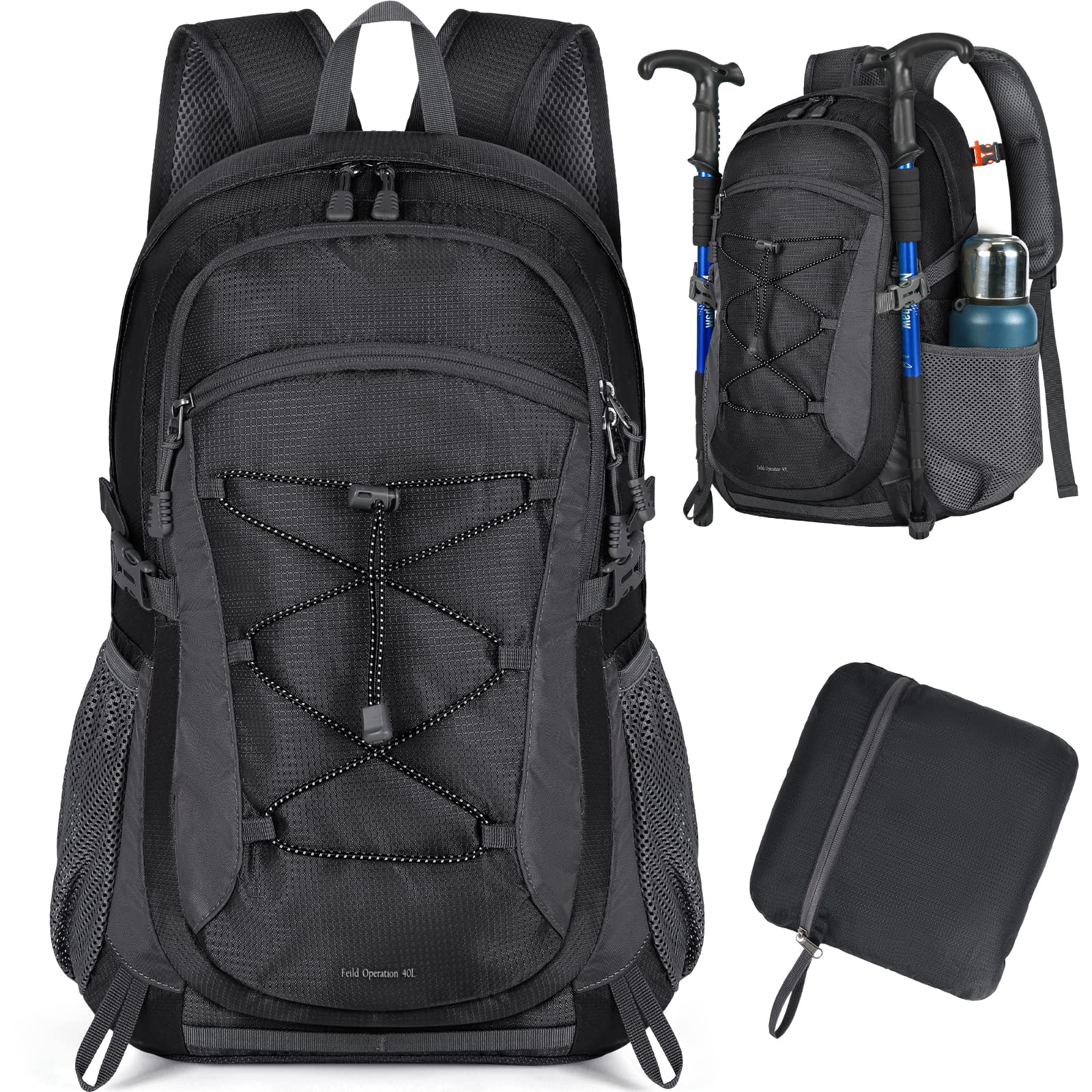 RAINSMORE 40L Waterproof Hiking Backpack - Lightweight Packable Camping Backpack for Men & Women - Perfect for Outdoor Travel, Hiking, Camping & Day Trips