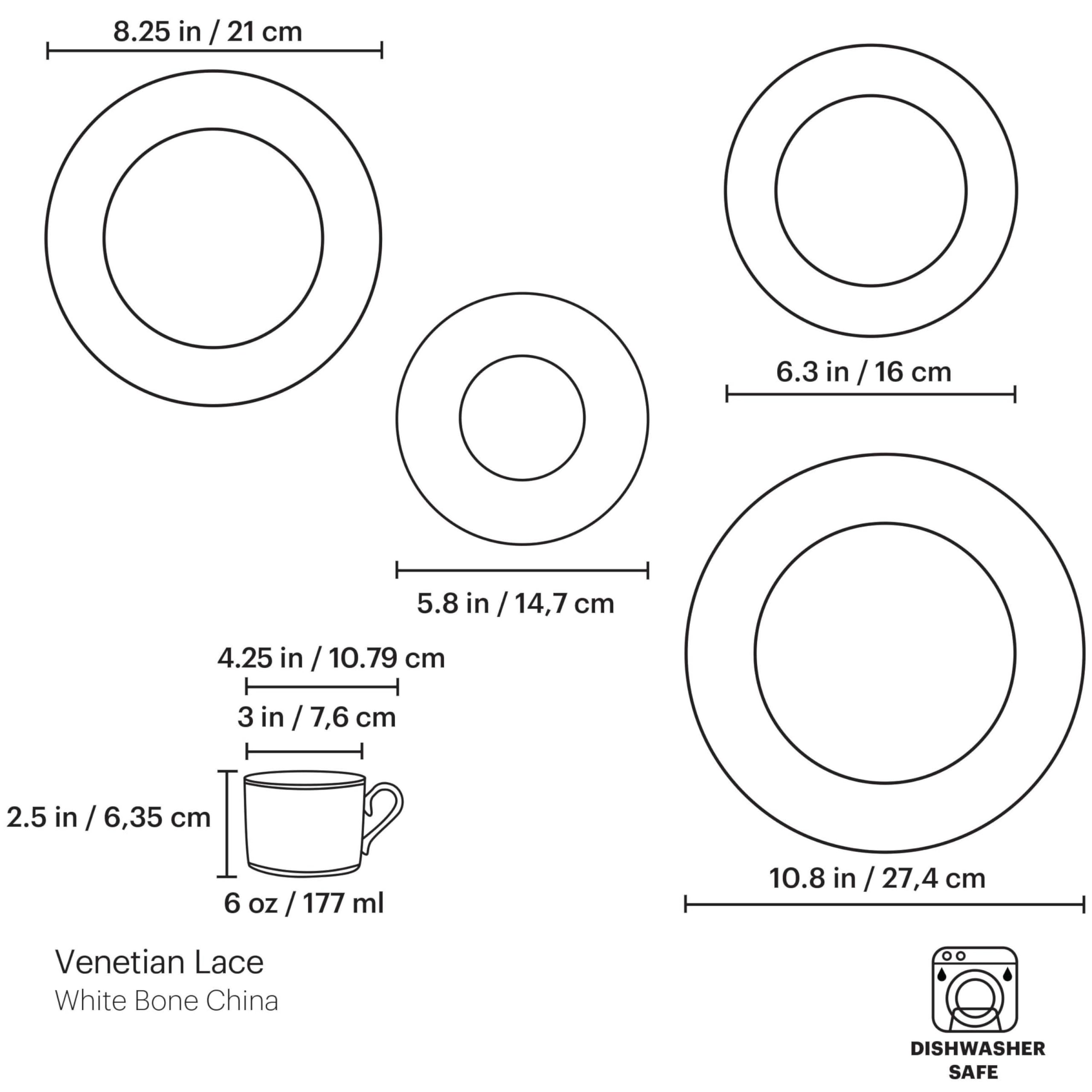 Lenox Venetian Lace 5-Piece Place Setting - Fine Bone China Dinnerware Set, White Porcelain Tableware for Formal Dining, Wedding Registry & Holiday Entertaining