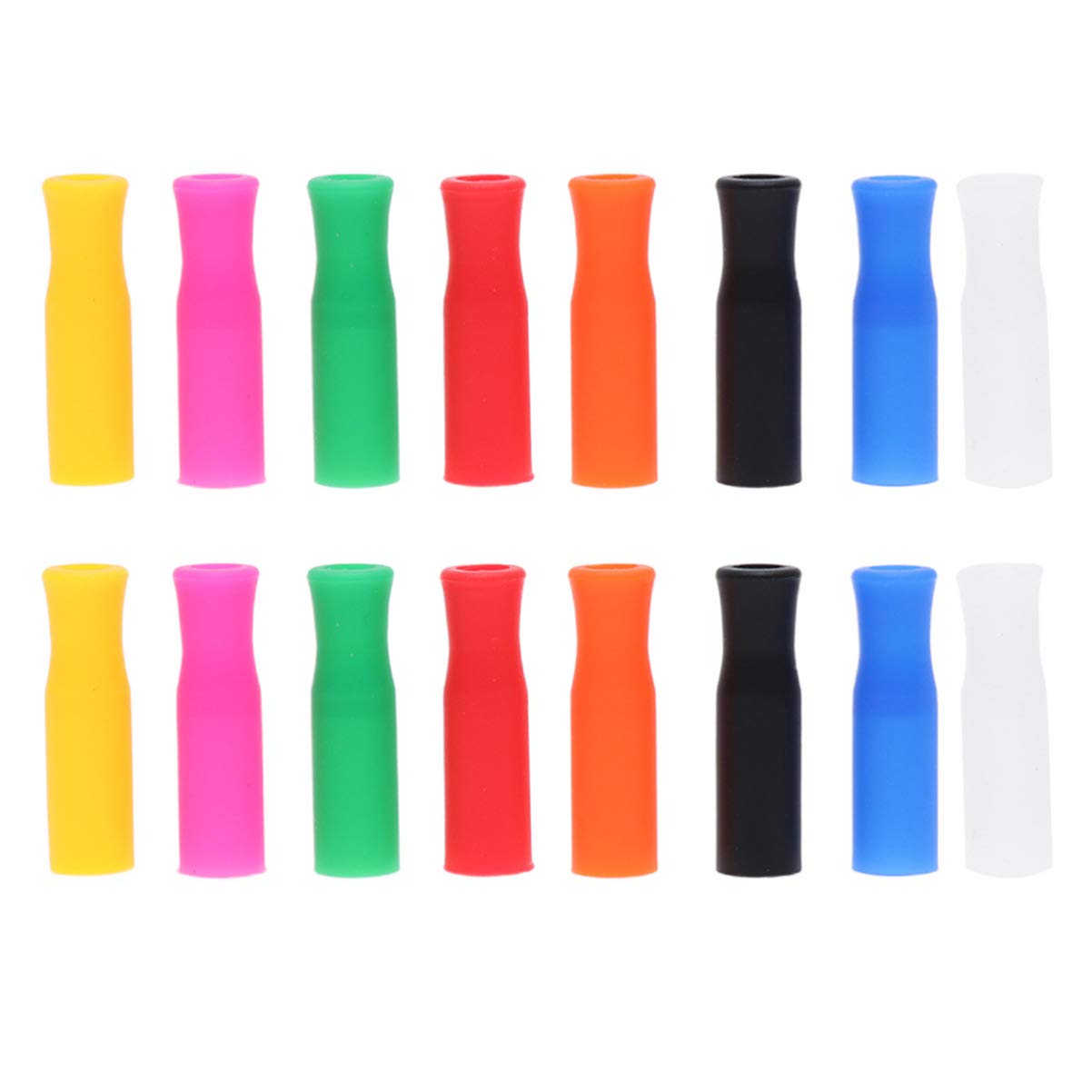 50pcs Stainless Steel Straw Covers with Silicone Tips - Reusable Drinking Straw Protectors for Smoothies, Iced Coffee & Travel Use