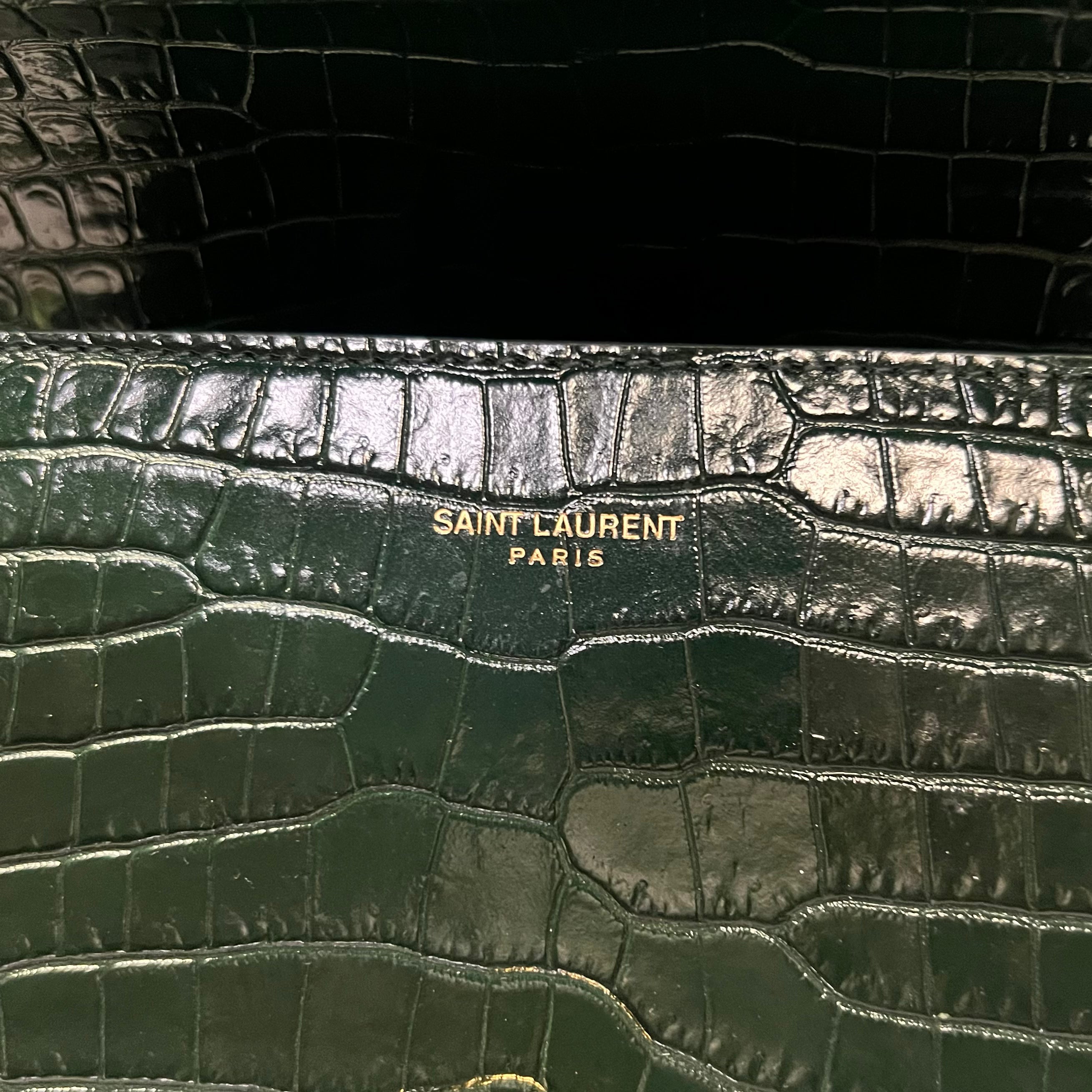 SAINT LAURENT Cassandra Mini Top Handle Crossbody Bag in Green | Luxury Leather Shoulder Bag for Women | Perfect for Date Night, Office & Travel