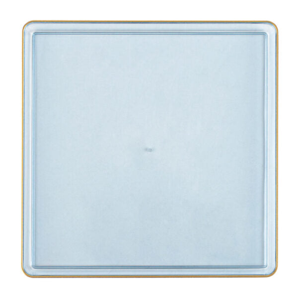 13 Inch Blue Transparent & Gold Square Chargers (4-Pack) - Elegant Dinner Plates for Parties, Weddings & Special Occasions