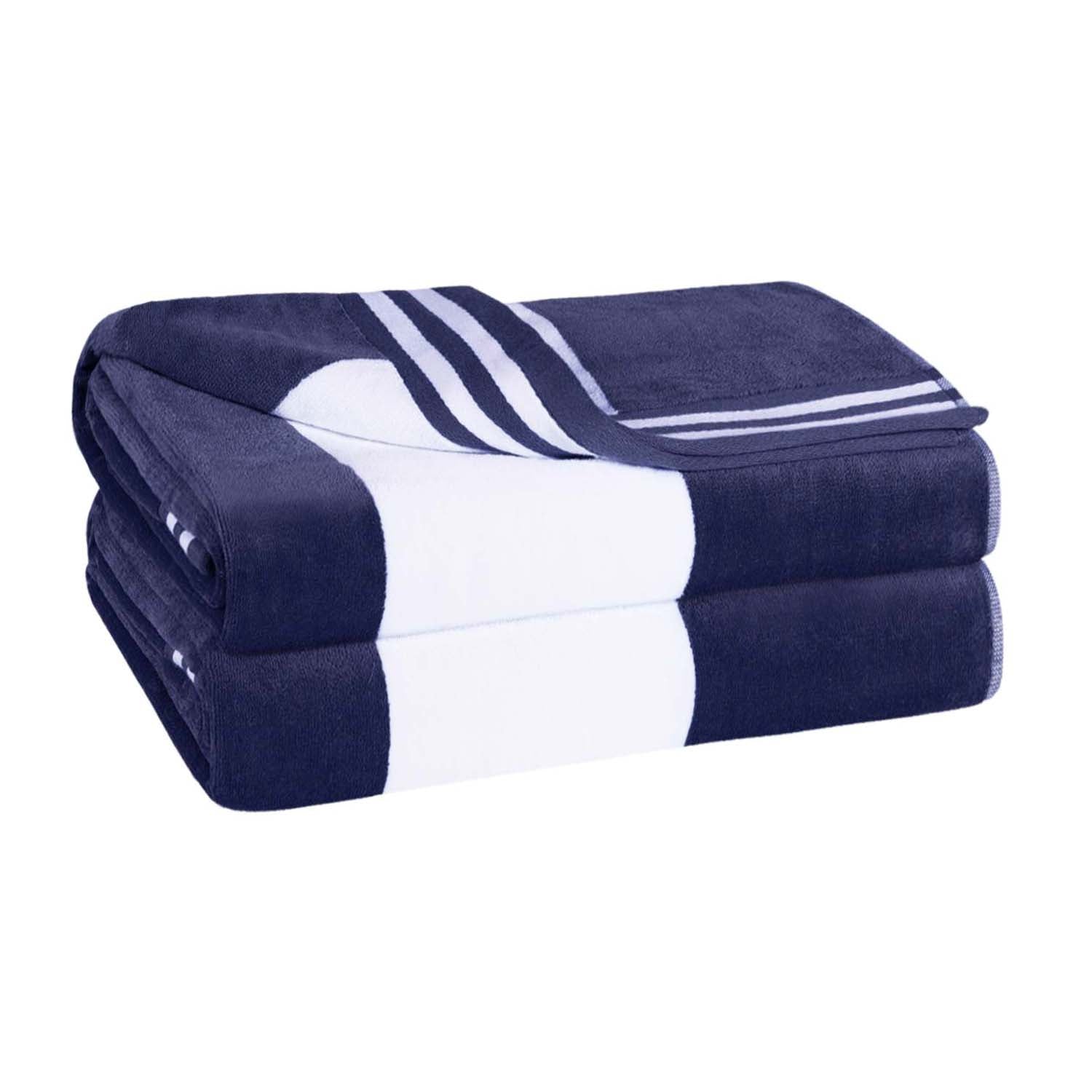 Premium Cabana Stripe Oversized Cotton Beach Towel Set of 2, 4, or 6 - Soft, Absorbent & Quick-Drying for Pool, Beach, Vacation & Spa Use