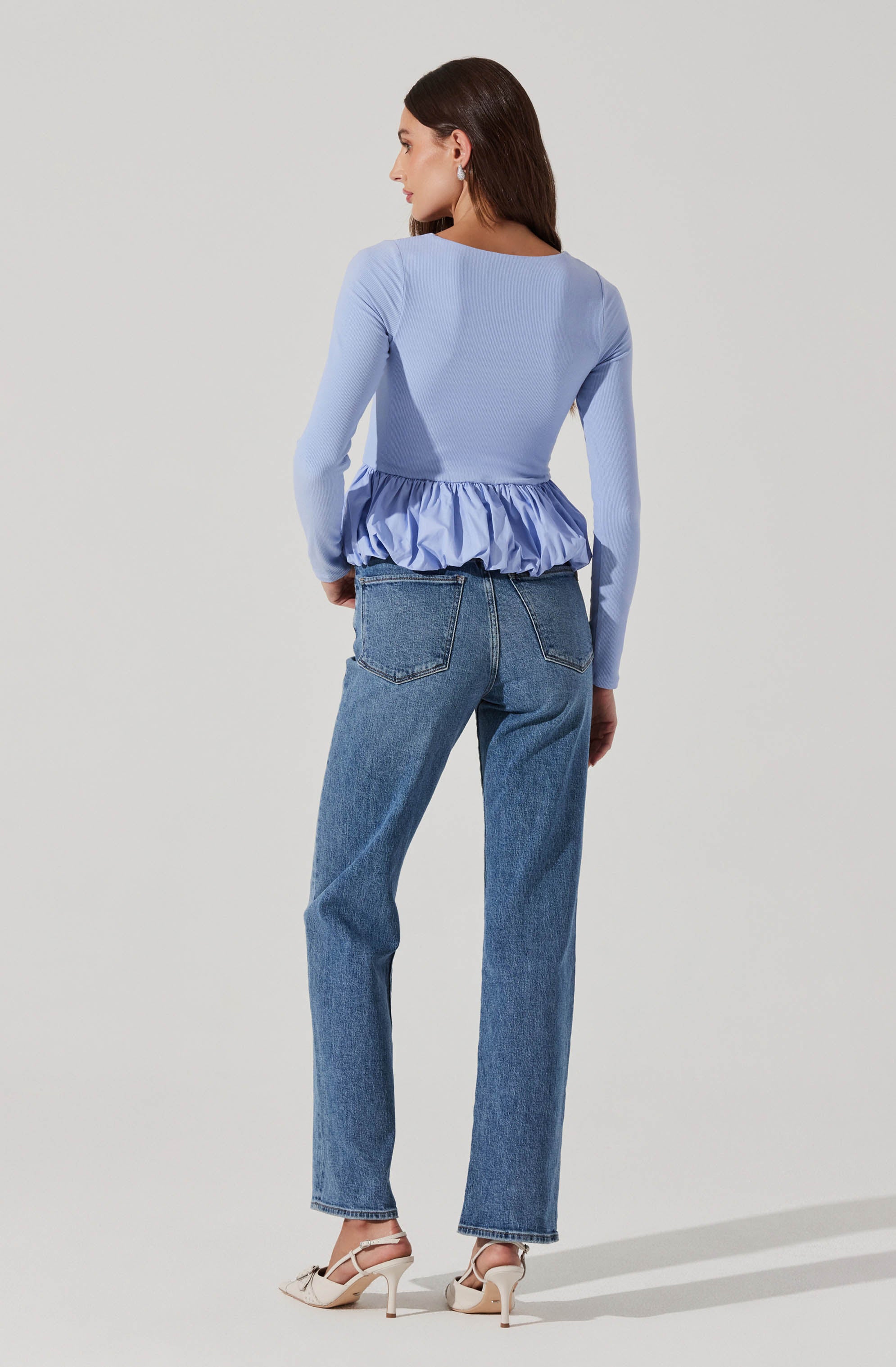 Stylish Bubble Hem Peplum Top for Women - Flowy Blouse with Ruffle Detail - Perfect for Casual Outings, Office Wear & Date Nights