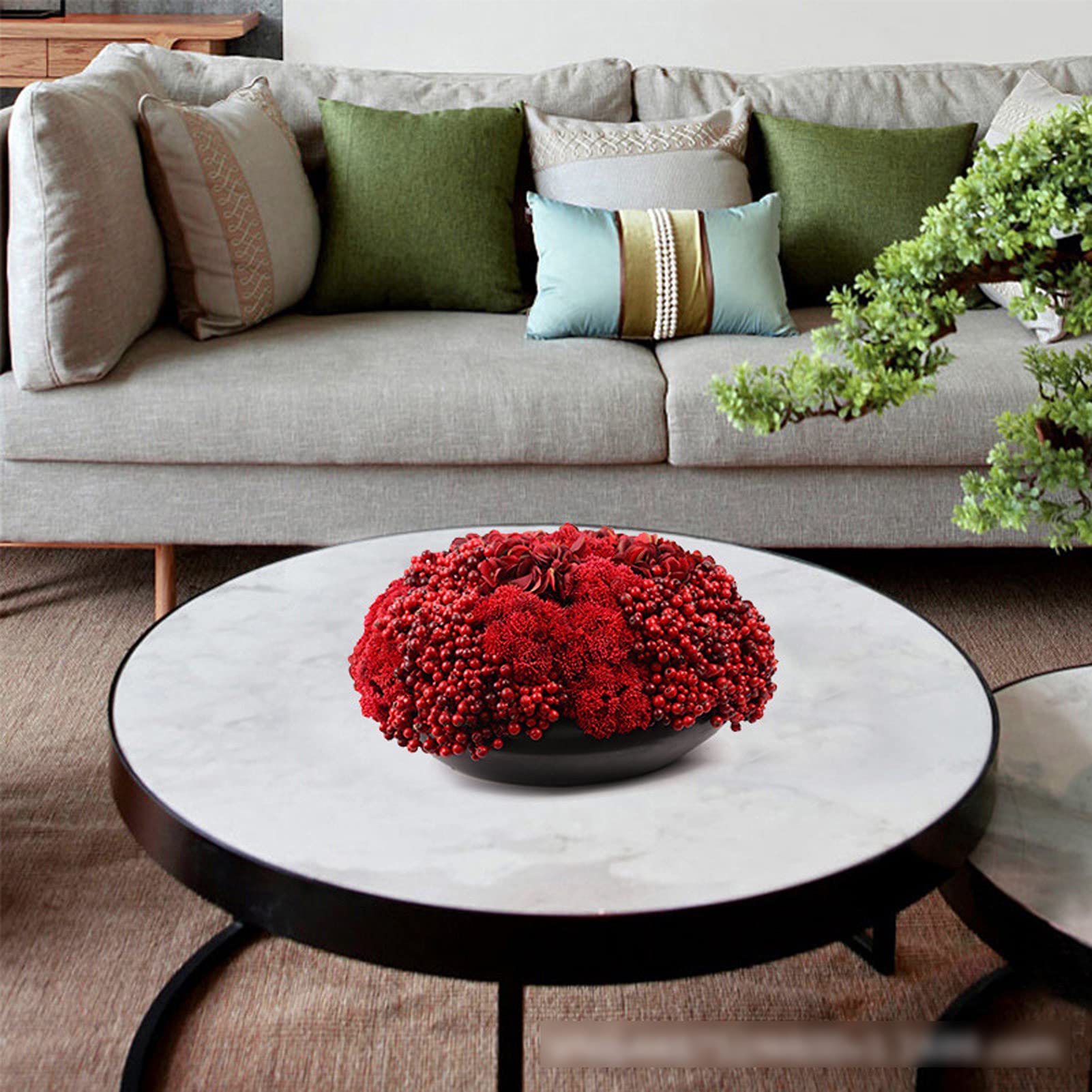 Exquisite Handmade Artificial Floral Decorations - Red Tuba Circular Plant Set for Home Decor | Perfect for Living Room, Bedroom, and Office Decoration
