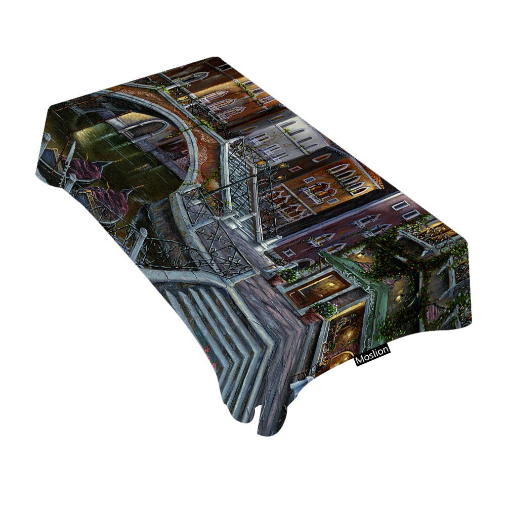 Moslion Venetian Bridge Design Rectangular Tablecloth - 60x90 Inch Waterproof Dining Table Cover for Indoor/Outdoor Use, Perfect for Dinner Parties, BBQ, Picnic & Coffee Tables