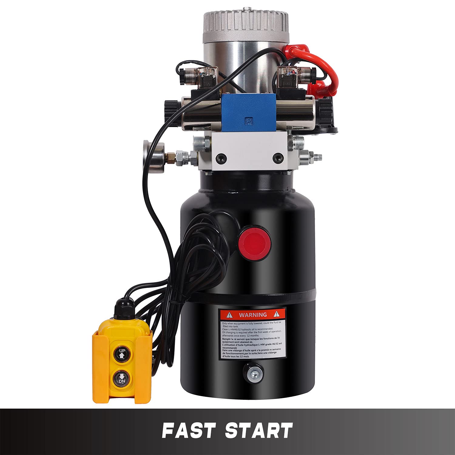 12V DC Hydraulic Power Unit - 6 Quart Double Acting Hydraulic Pump with Metal Reservoir for Car Lifting, Dump Trailers, Log Splitters & Heavy Equipment Maintenance