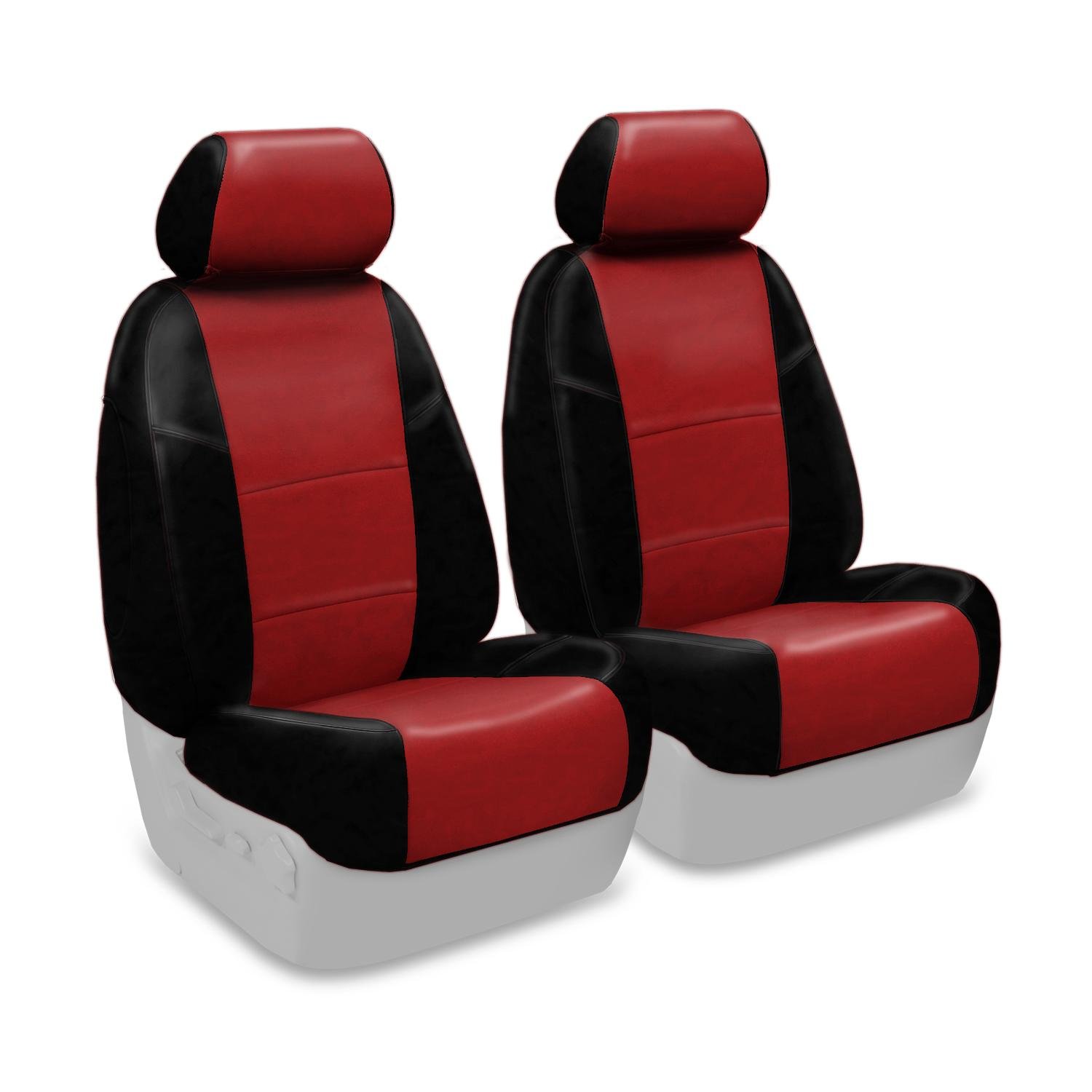 Premium Leatherette 2-Tone Seat Cover (Red/Black) for Jeep Wrangler - Custom Fit 50/50 Bucket Front Seat Protection | Durable & Stylish Upgrade for Off-Roading, Daily Commute & Car Interior Enhancement