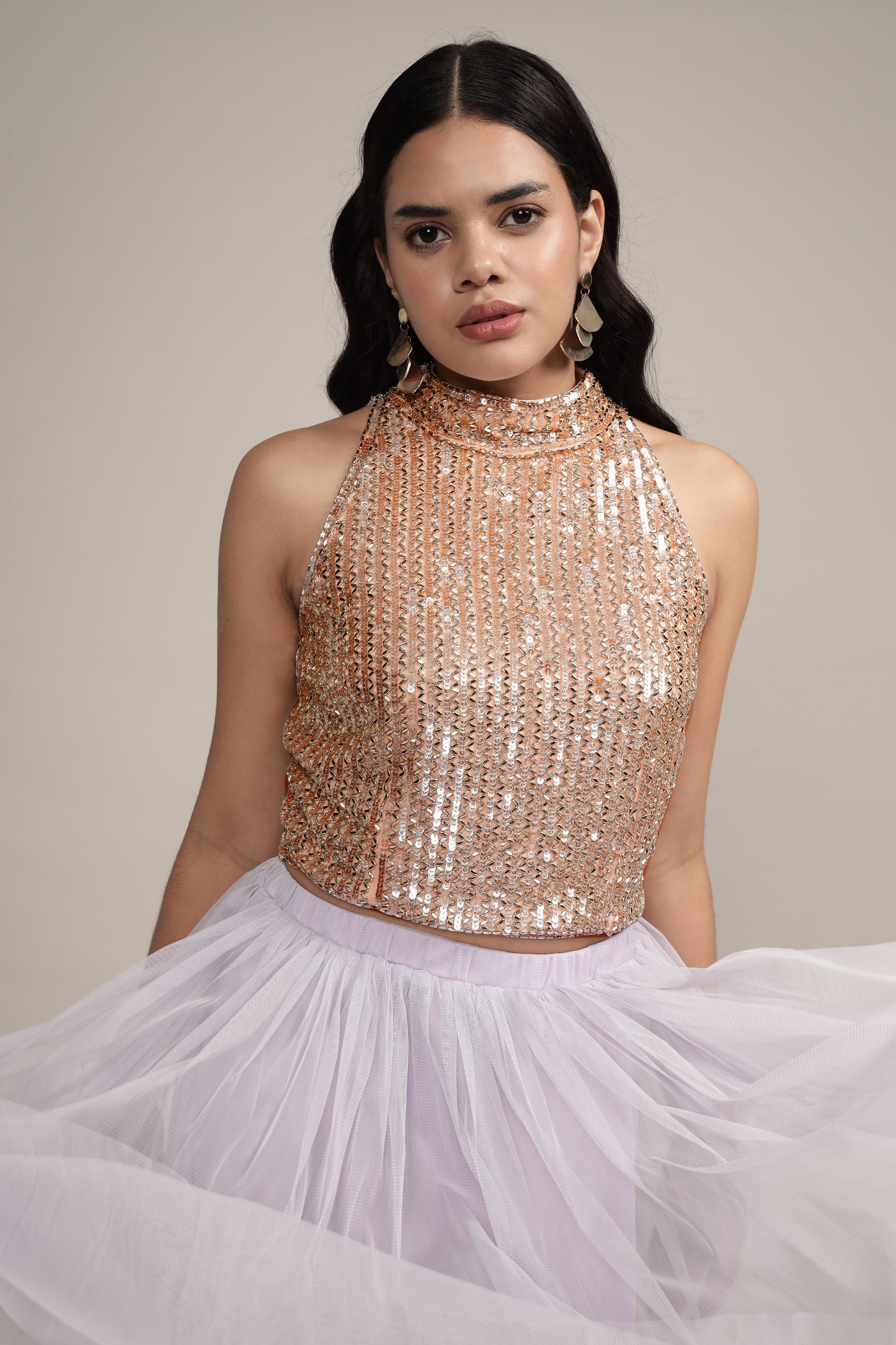 Stylish Pink Beetle Embellished High Neck Blouse for Women | Trendy Party & Date Night Outfit | Elegant Casual Wear