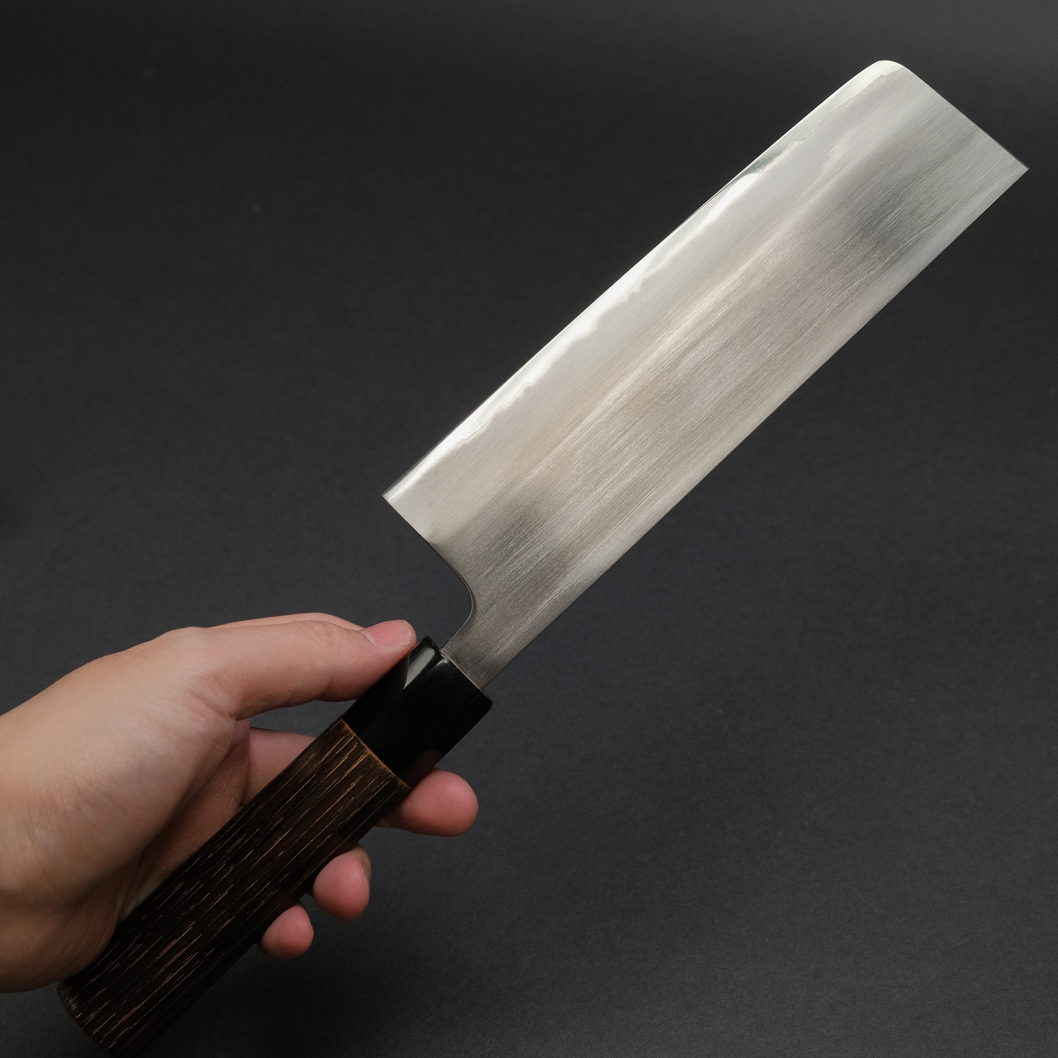 Premium Toshihiro Wakui White #2 Steel Nakiri Knife 165mm with Burnt Chestnut Handle - Japanese Kitchen Knife for Professional Chefs & Home Cooking, Perfect for Slicing Vegetables, Herbs & Sushi Prep