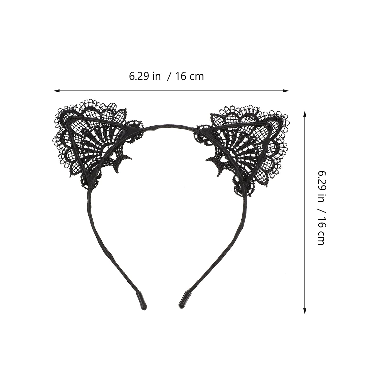 FRCOLOR Black Cat Lace Headband Set - Halloween Cat Ears Headpiece, Masquerade Party Hair Accessories for Women, Cosplay Costume Ears | Perfect for Halloween Parties, Cosplay Events, Themed Costume Nights and Photo Shoots