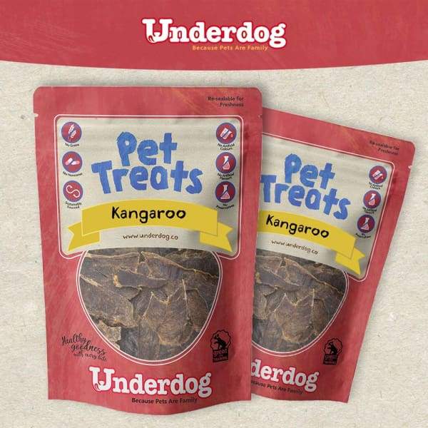 Premium Underdog Kangaroo Air-Dried Dog Treats 60g - Grain-Free, High-Protein, All-Natural Chews for Dogs - Perfect for Training, Rewards & Dental Health