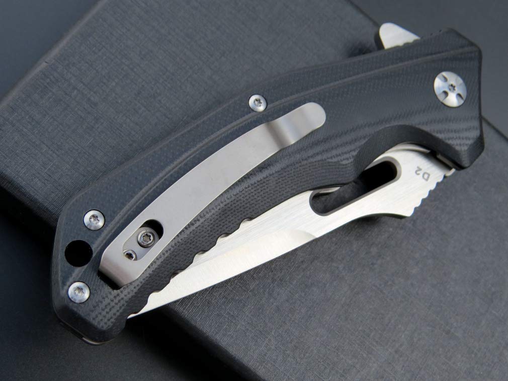 Eafengrow EF908 Tactical Folding Pocket Knife - D2 Steel Blade with Titanium Coating, G10 Handle, Liner Lock & Pocket Clip - Perfect for Camping, Survival, Hiking & Outdoor Adventures (Black)