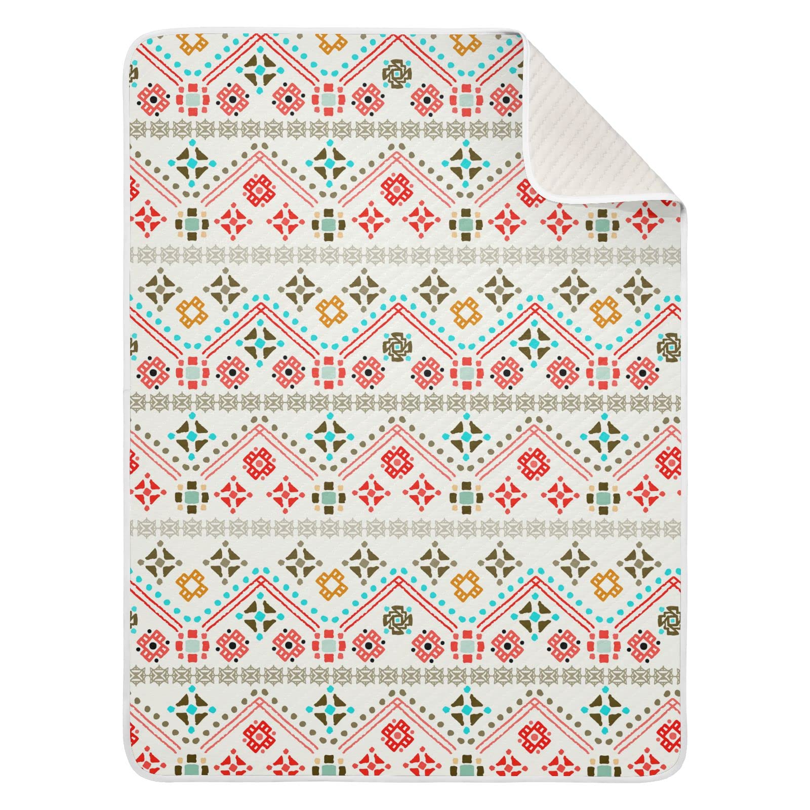 JIPONI Baby Blanket 30x40 Inch - Super Soft & Warm Personalized Baby Blankets for Boys & Girls | Boho Ethnic Geometric Floral Design | Perfect for Nursery, Swaddling, Stroller & Photo Shoots