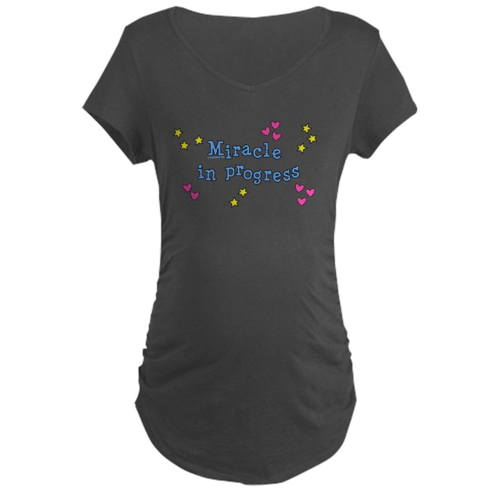 Miracle in Progress Maternity T-Shirt - Soft Dark Cotton Tee for Pregnant Women | Comfortable Pregnancy Shirt for Everyday Wear & Baby Shower