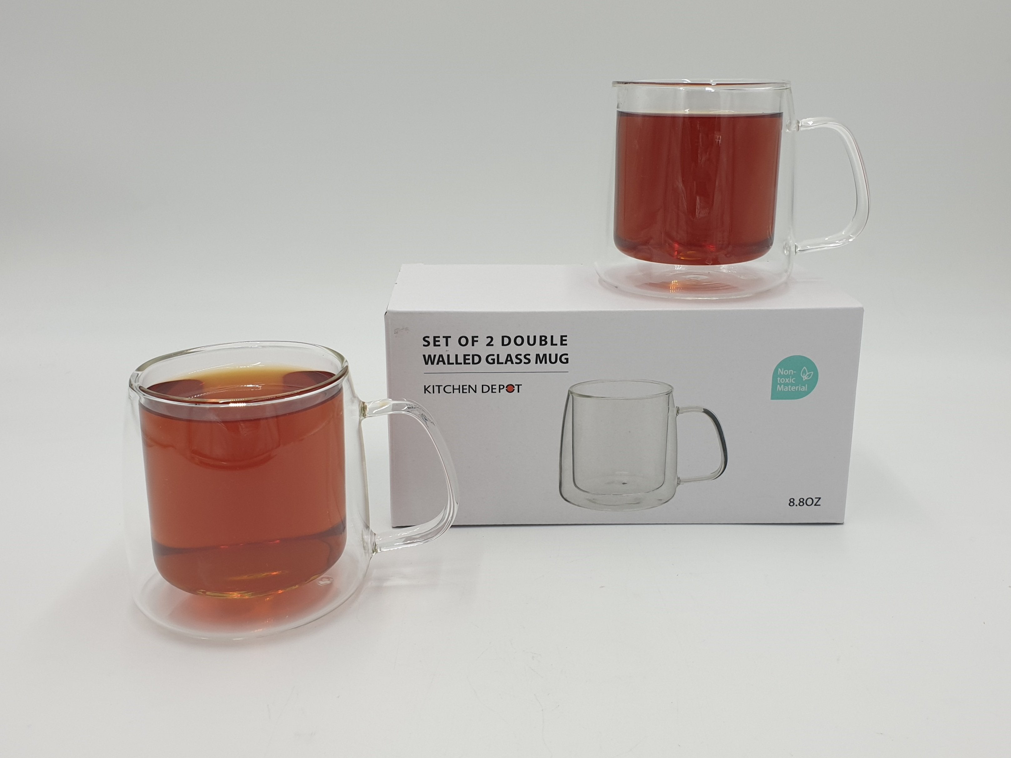 2PC Double Wall Insulated Tea Glass Set - 12/CS - Perfect for Hot & Cold Beverages at Home, Office, or Cafe