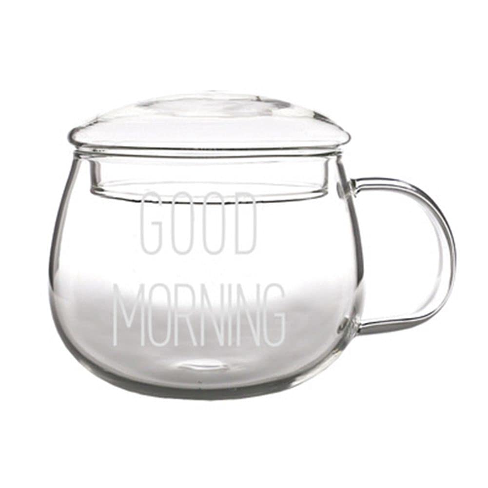 Ochine 12 Oz Glass Coffee Mug with Lid - Insulated Crystal Clear Drinking Cup for Hot & Cold Beverages - Perfect for Coffee, Tea, Latte, Cappuccino, Beer - Ideal for Home, Office, Camping & Gifts (1 Pack)