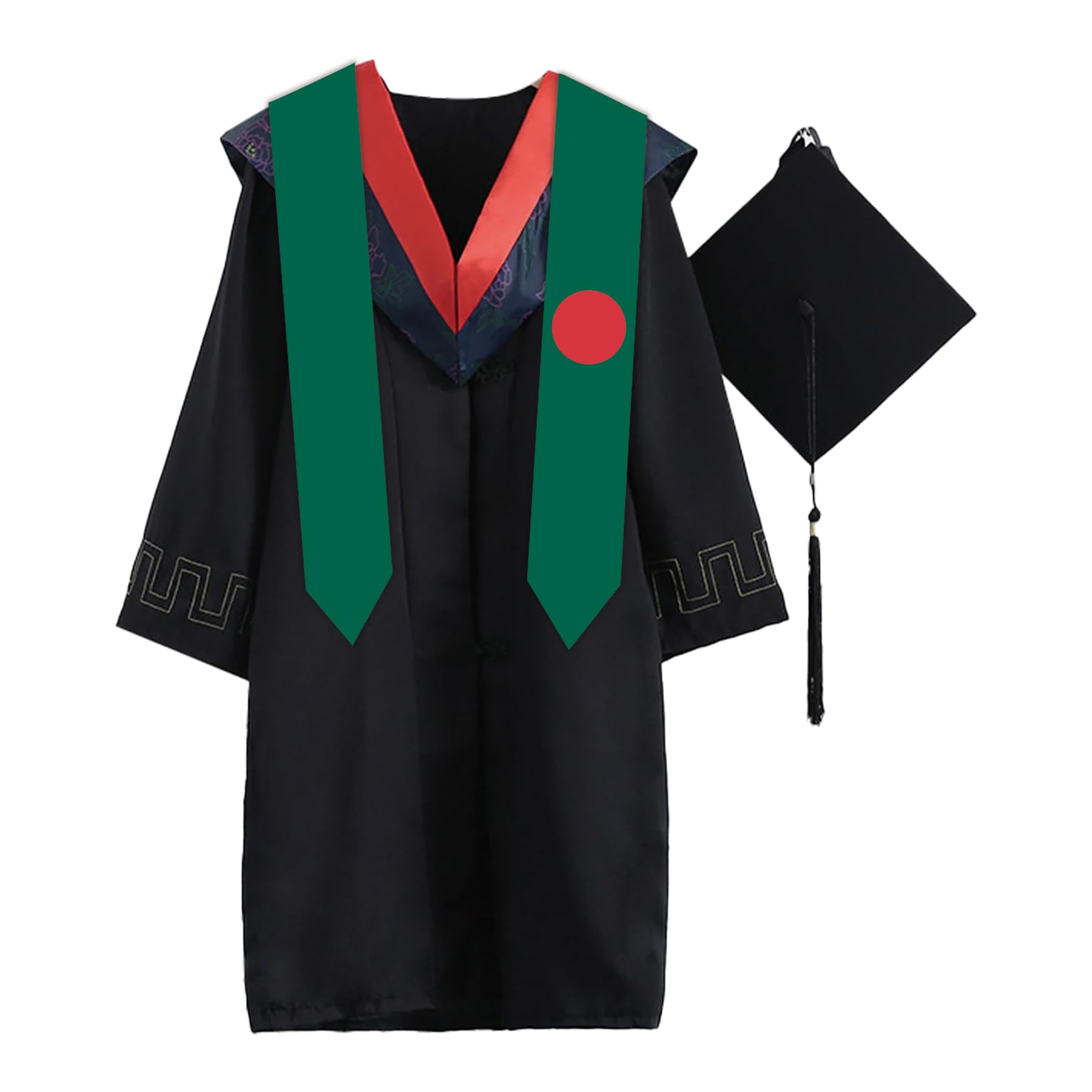 Bangladesh Flag Graduation Stole - 180x13cm Double Sided Sash for International Students - Perfect for Study Abroad Graduation Ceremonies, Cultural Events & Gift Giving