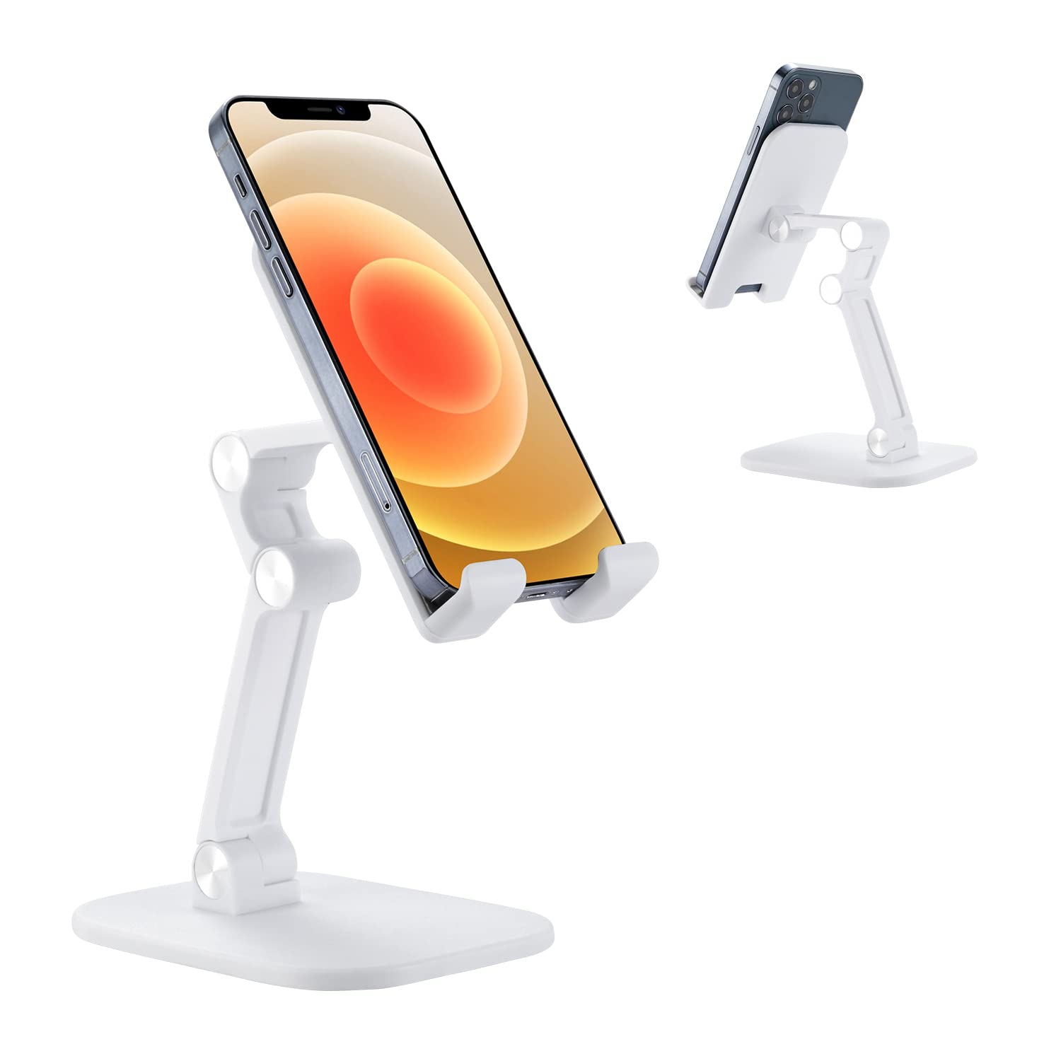 Adjustable LAX Gadgets Tablet Stand & Phone Holder - Foldable Desk Stand for iPhone, iPad, Kindle & All Smartphones (White) - Perfect for Home Office, Video Calls & Hands-Free Viewing