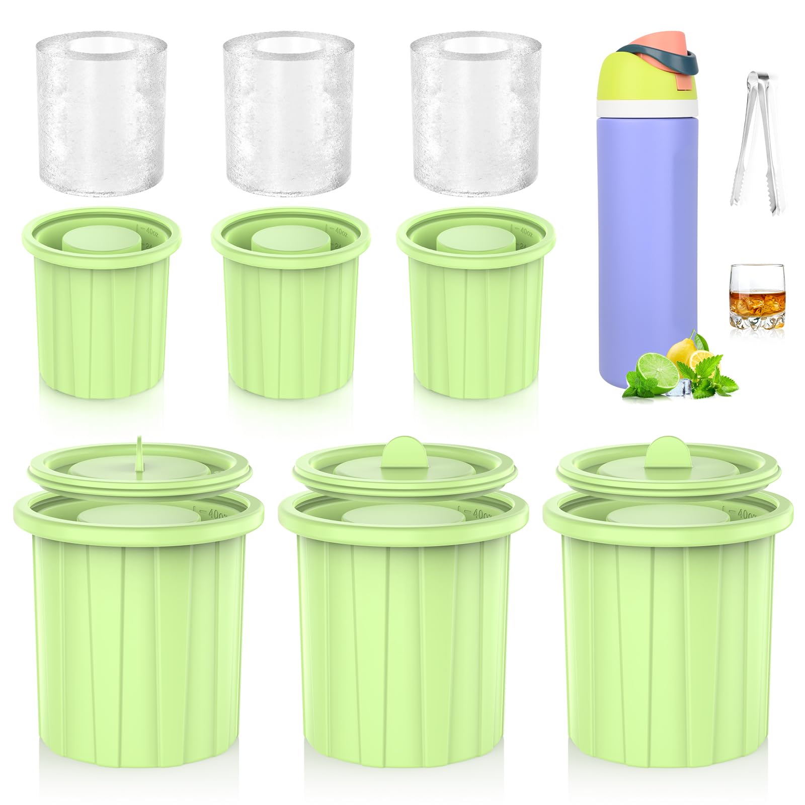 Silicone Ice Cube Tray for Owala Water Bottle - Freezer Safe Ice Mold with Lid for 24-40oz Water Bottles - Perfect for Cocktails, Whiskey & Cold Drinks at Home, Office or Outdoor Activities