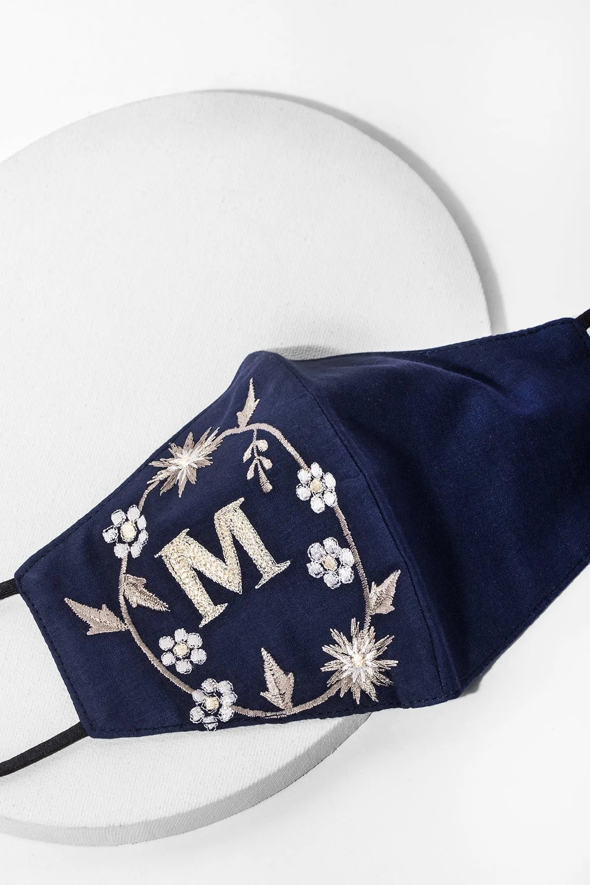Custom White Embroidered Monogram Face Mask - Personalized Cotton Washable Reusable - Perfect for Travel, Work & Daily Protection