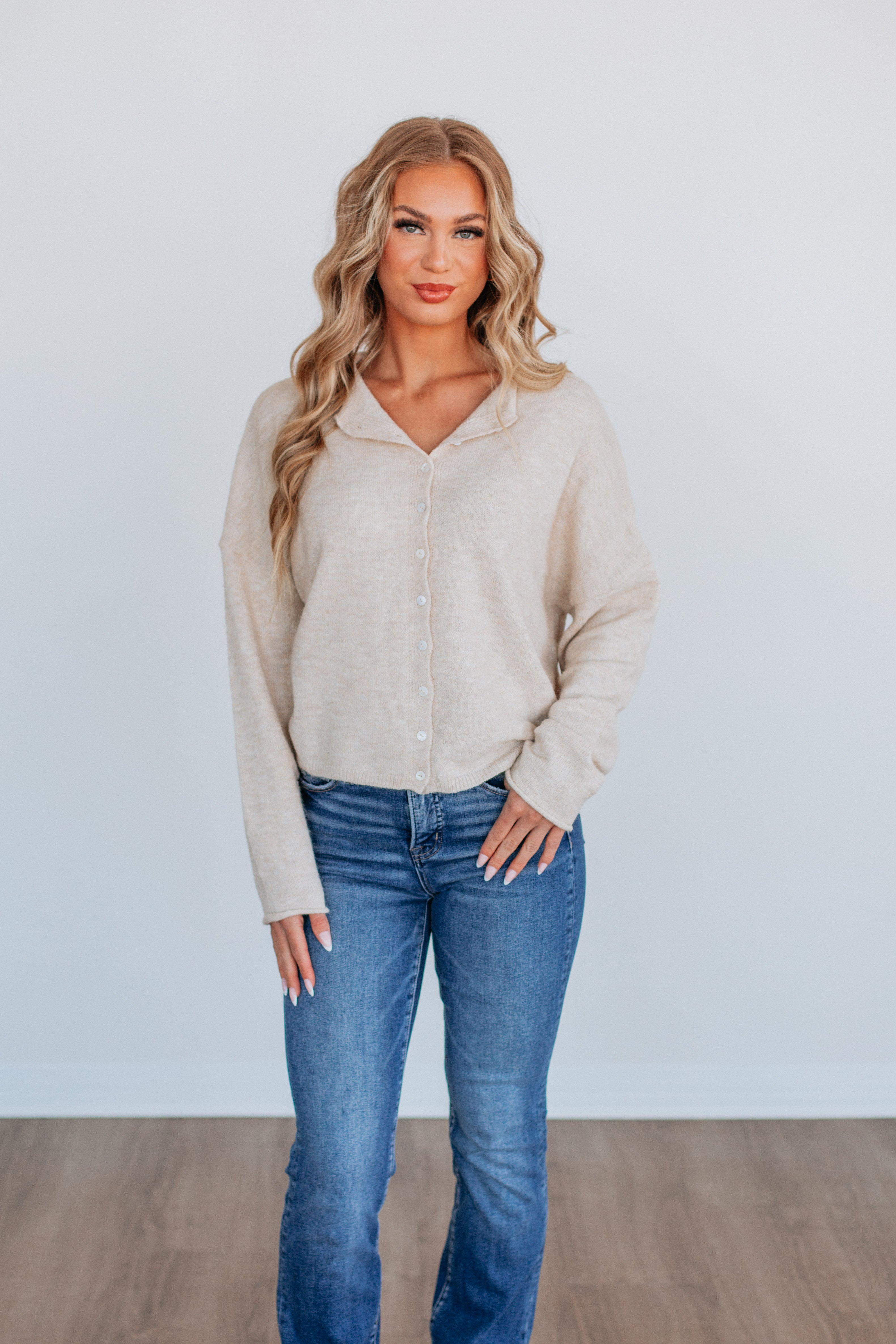 Brooke Cardigan Women's Natural Knit Sweater - Cozy & Stylish for Fall & Winter Outfits