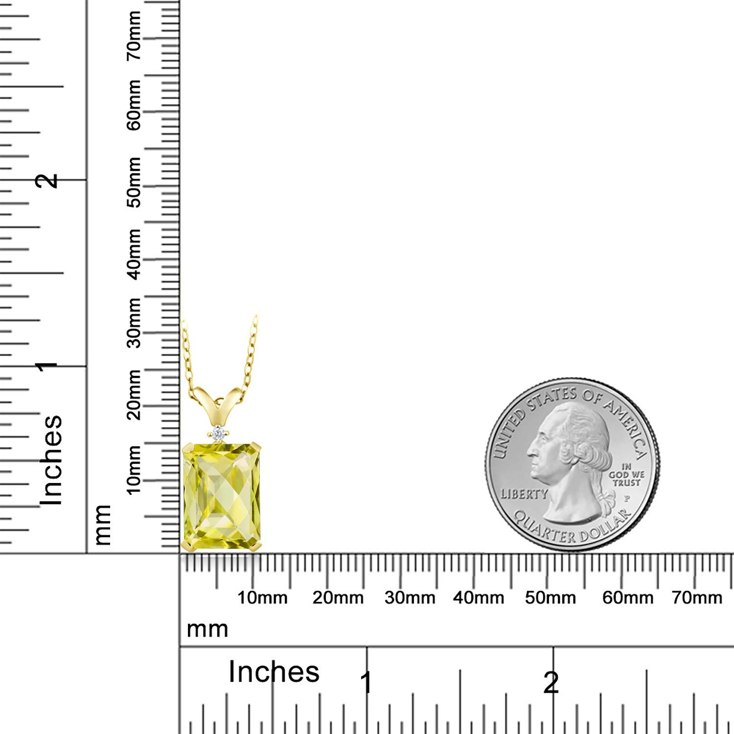 6.87Ct Lemon Quartz Pendant with Diamond - 18K Gold Plated - Elegant Jewelry Gift