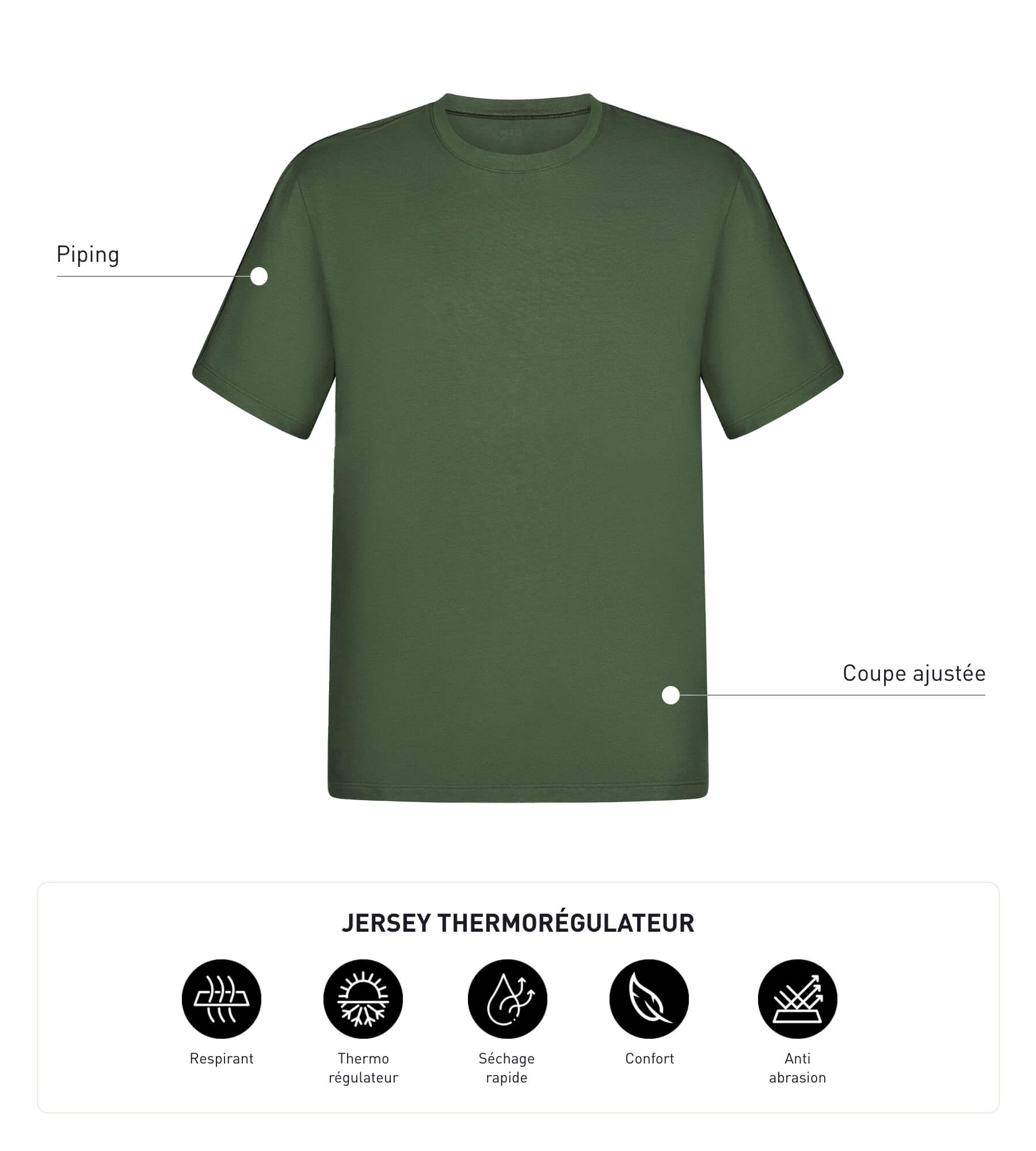 Men's Thermoregulating Sport T-Shirt - Moisture Wicking Jersey Fabric in Khaki - Perfect for Gym, Running & Outdoor Activities - DIM MOVE Brand