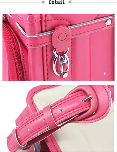 Premium Japanese Randoseru Backpack for Kids - PU Leather, Waterproof, Automatic Opening, Pink - Perfect for School, Travel & Daily Use
