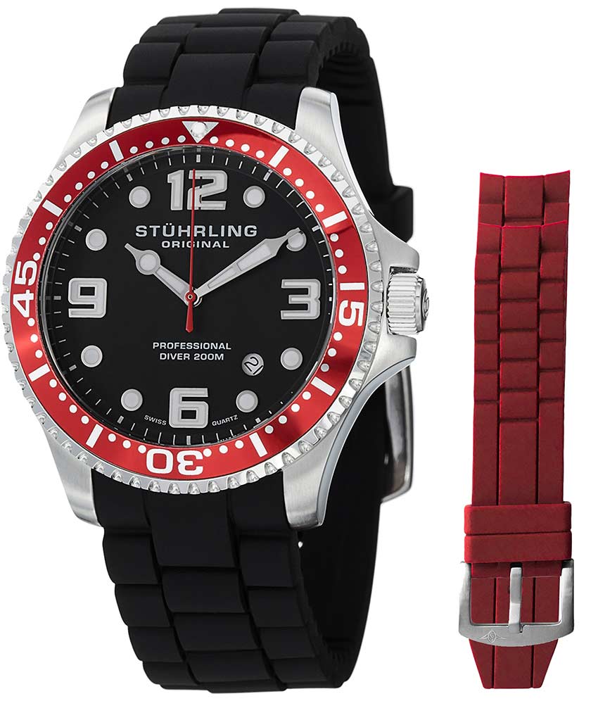 Black Dial / Silver Case / Black Silicone Interchangeable Strap Tang Buckle 2