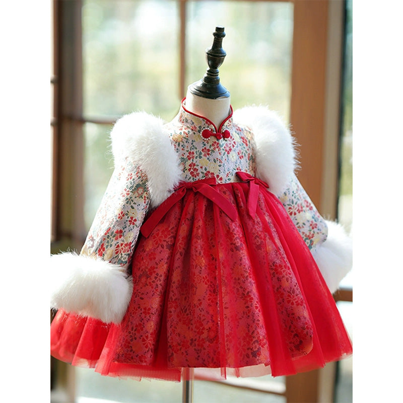 Adorable Embroidered Winter Puffy Dress for Baby Girls - Toddler Princess Party Dress for Birthday & Christmas | Perfect for Holiday Photos, Special Occasions & Winter Celebrations