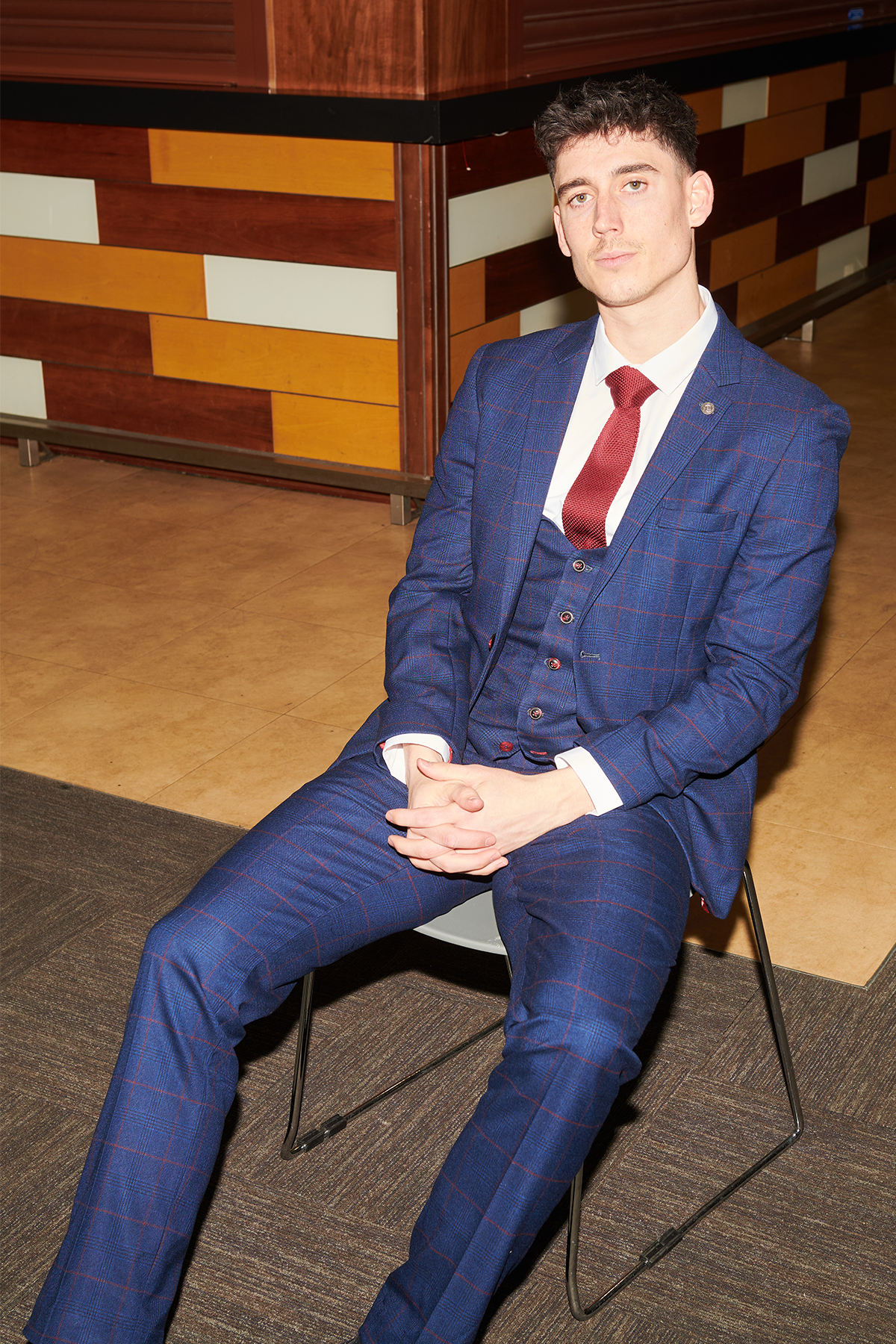 Edinson Navy & Wine Check Suit - Official Cardiff City F.C. Collection | Worn by Callum O'Dowda | Perfect for Match Days & Formal Events