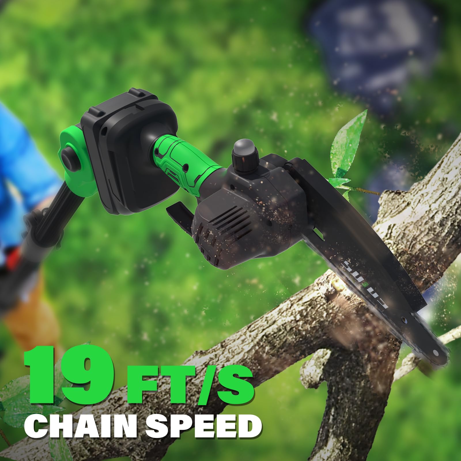 SOYUS 21V 6-Inch 2-in-1 Cordless Pole Saw and Mini Chainsaw - Battery Powered Electric Chainsaw with Auto Oiling System - 14FT Max Reach for Tree Trimming - Includes 2x2.0Ah Batteries & Charger - Perfect for Landscaping, Gardening, and DIY Home Projects