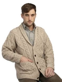 Premium Shawl Collar Grandfather Cardigan - Soft Oatmeal Color - Cozy Winter Sweater for Men | Perfect for Casual Wear, Office & Holiday Outfits