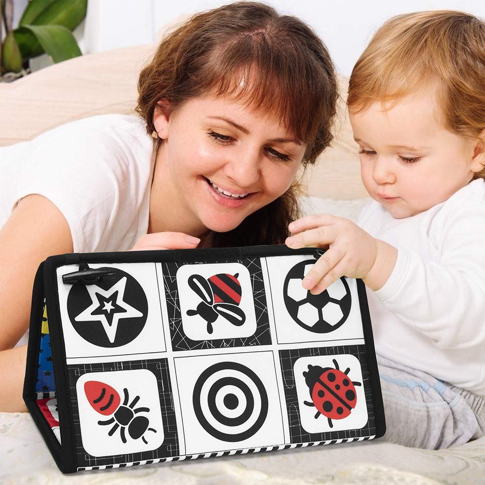 **teytoy Tummy Time Baby Mirror & Teether Toy - High Contrast Black & White Sensory Toy for Infants 0-6 Months - Foldable Floor Mirror for Newborn Development - Perfect for Playtime & Early Learning**