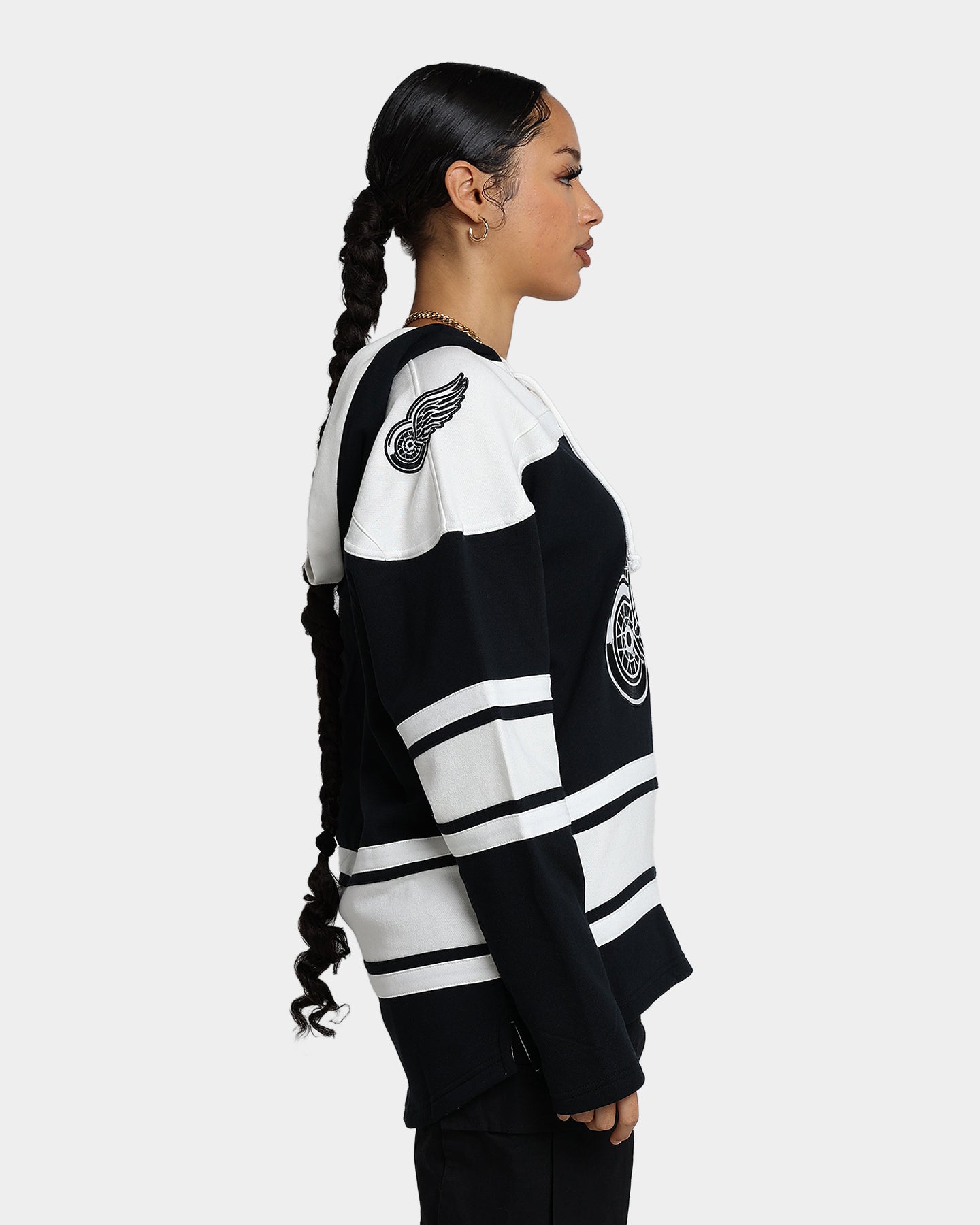 47 Brand Detroit Red Wings Superior Lacer Hoodie - Men's Premium Pullover Sweatshirt - Jet Black - Perfect for Game Day & Casual Wear