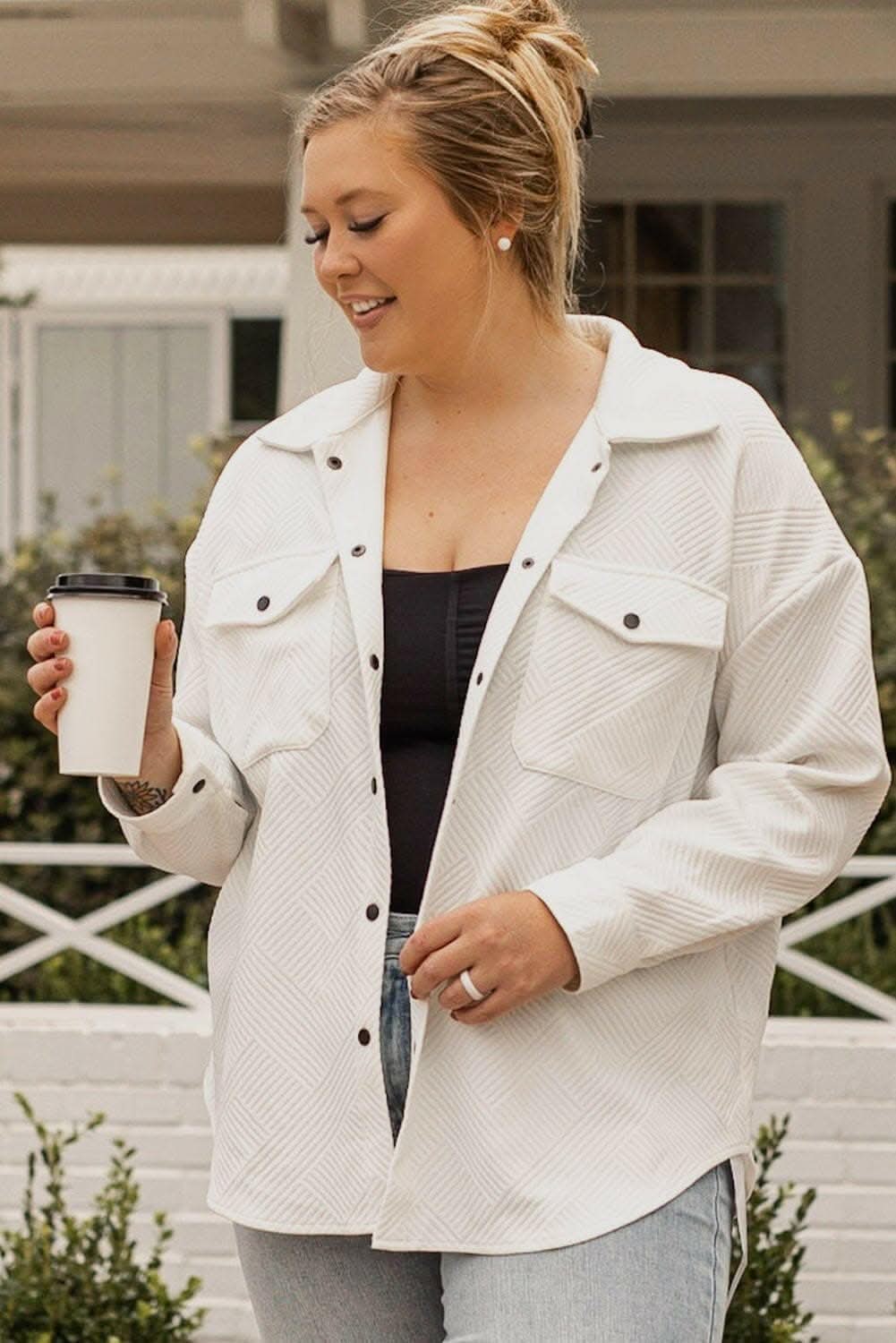 Stylish Oversized Drop Shoulder Jacket for Women - Trendy Loose Fit Long Sleeve Outerwear for Casual Outings & Fall Layering