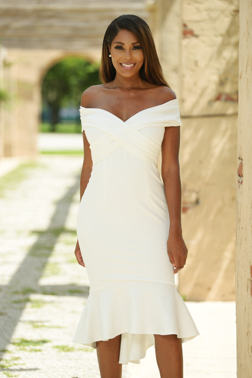 Brienne Dress - Elegant White Women's Dress for Casual & Formal Occasions | Perfect for Weddings, Parties & Office Wear