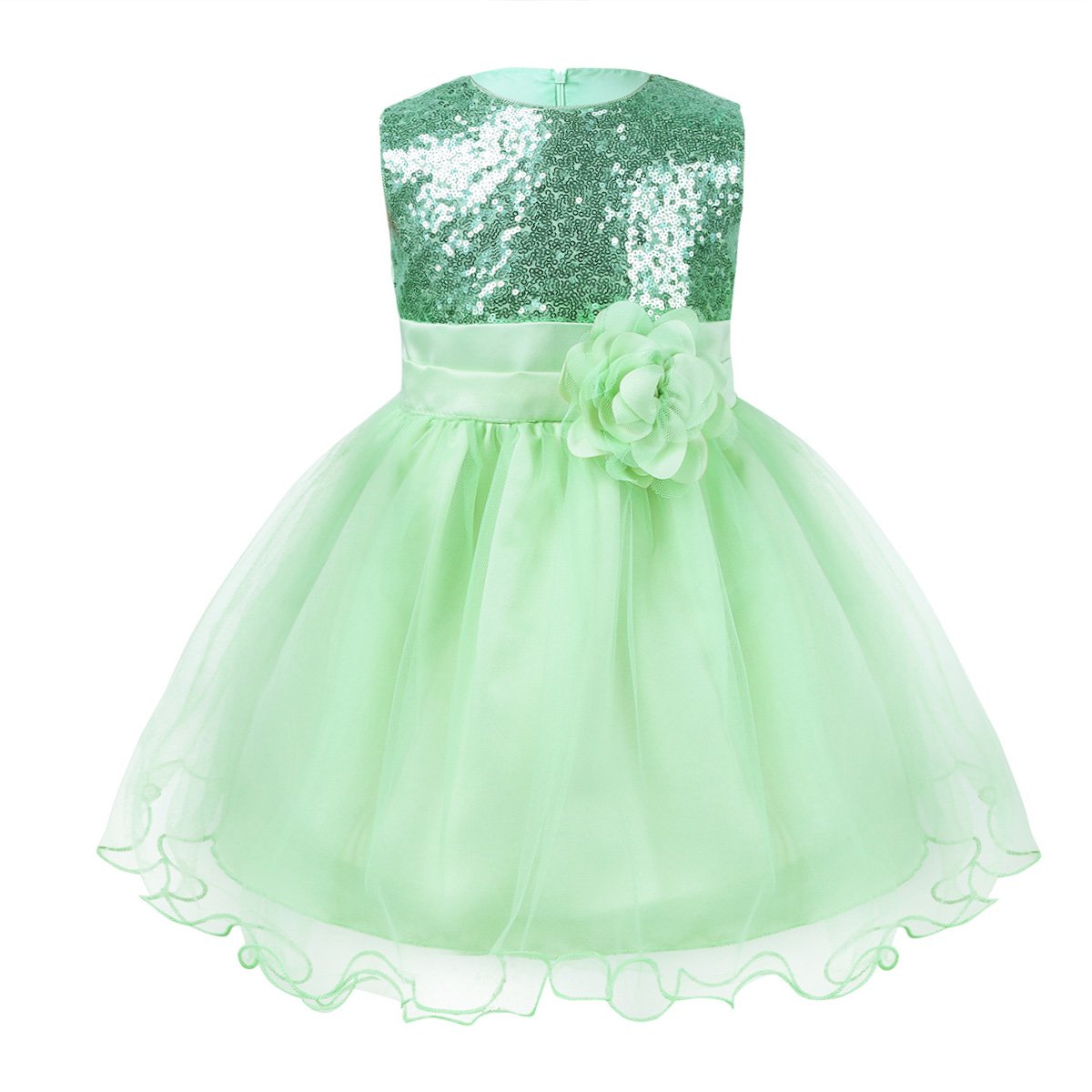 iiniim Baby Girls Sequins Flower Girl Dress for Wedding, Pageant, Birthday Party - Elegant Tutu Princess Dress for Special Occasions & Photo Shoots