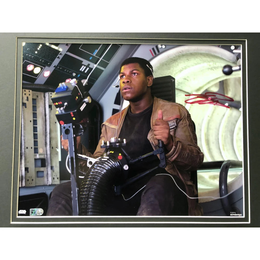 John Boyega Signed Star Wars 11x14 Photo - Framed Finn Autograph with Topps COA - The Force Awakens Collectible - Perfect for Star Wars Fans Display & Memorabilia Collection