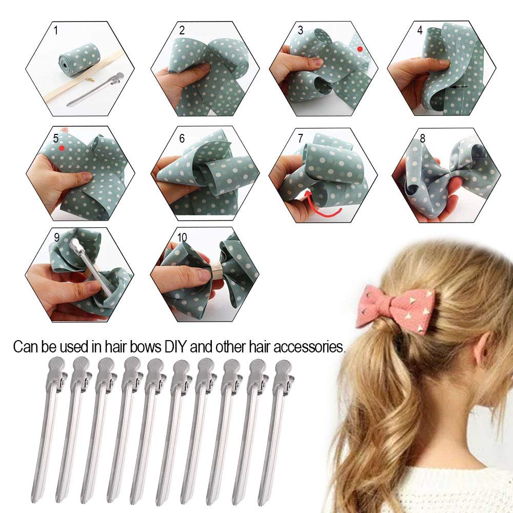 POOWE Small Metal Alligator Hair Clips - Flat Single Prong Barrette for DIY Hair Bows & Accessories | Durable Steel Hair Clips for Women & Girls | Perfect for Styling, Crafting & Gift Giving