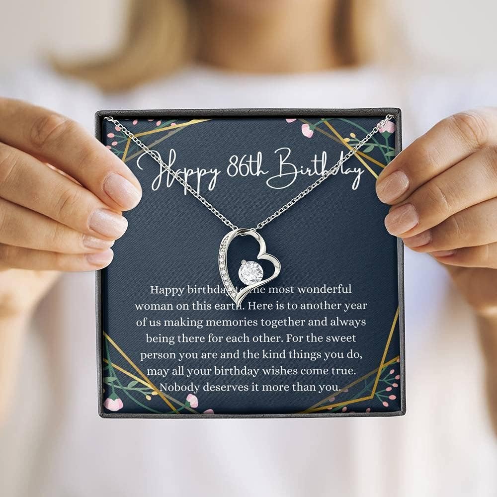86th Birthday Necklace for Women - Heart Pendant with Personalized Message Card - Thoughtful 86 Year Old Birthday Gift for Mom, Grandma - Perfect for Birthday Celebrations & Special Occasions