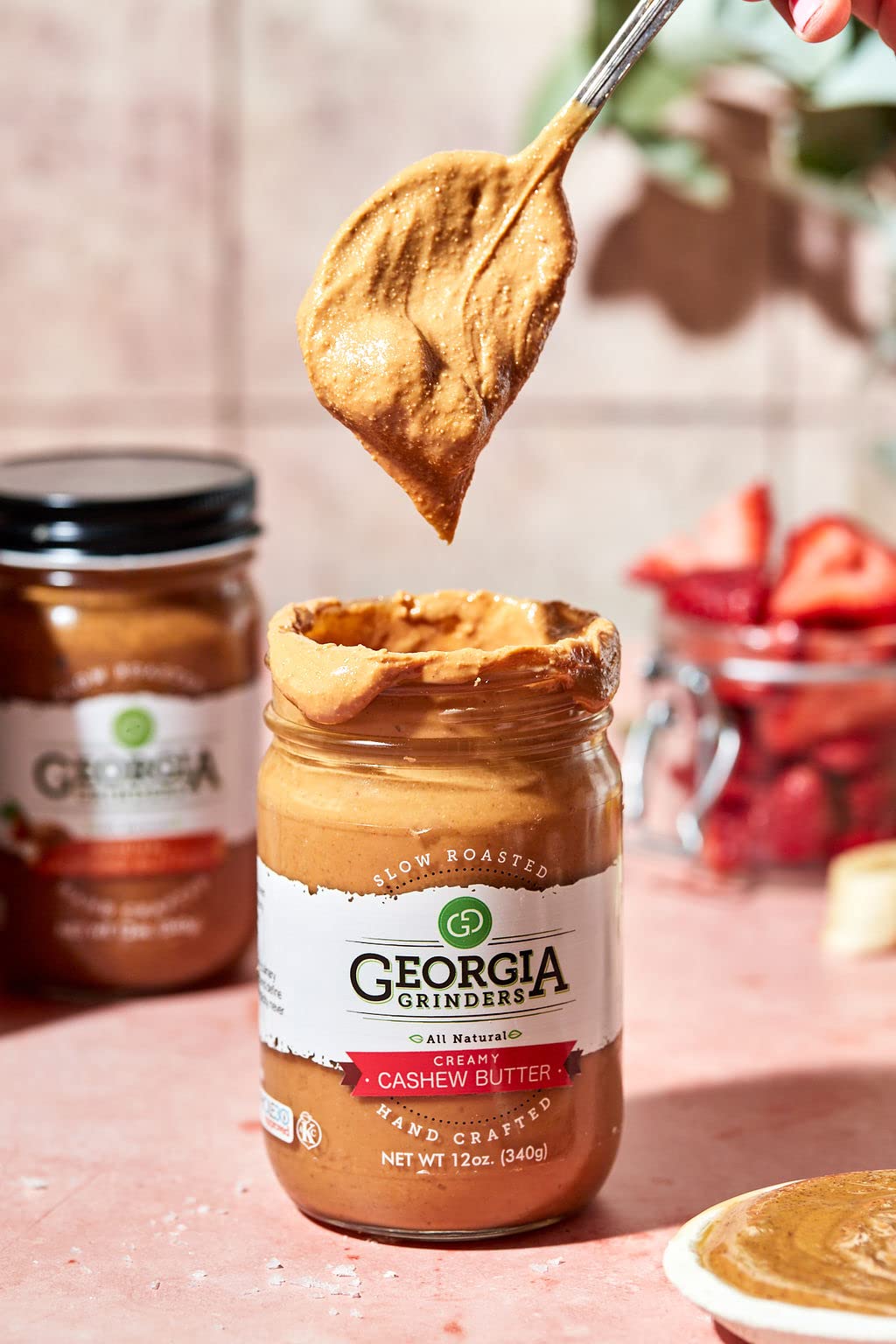 Georgia Grinders Creamy Cashew Butter 12oz (6 Pack) - Smooth Gourmet Cashew Spread, Whole30 Approved, Keto & Vegan Friendly, No Sugar or Additives, Non-GMO, Gluten Free - Perfect for Smoothies, Toast & Healthy Snacking