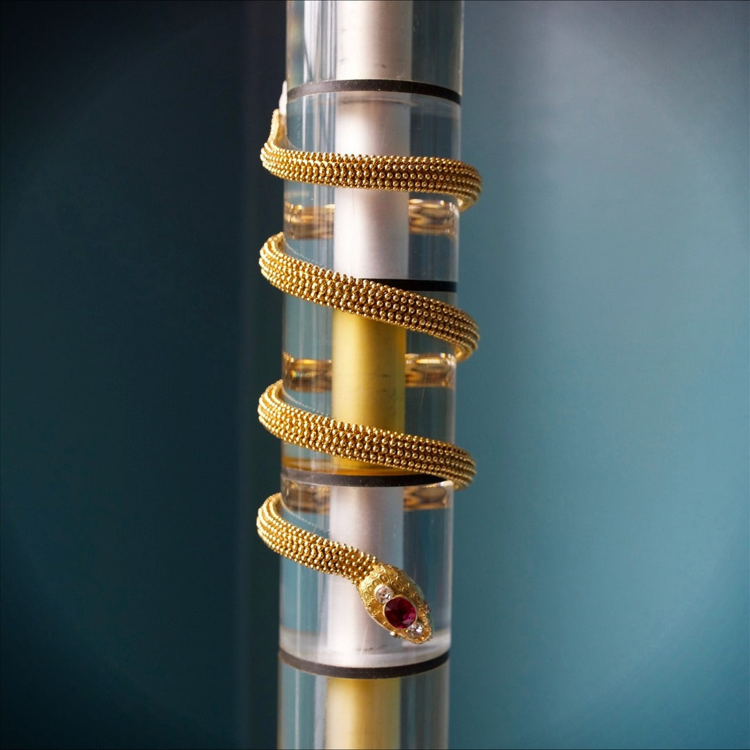 Bulgari Ceylon Ruby Serpenti Bracelet - Luxury 18K Gold Snake Bracelet for Women, Elegant Jewelry Gift for Her, Perfect for Parties & Special Occasions