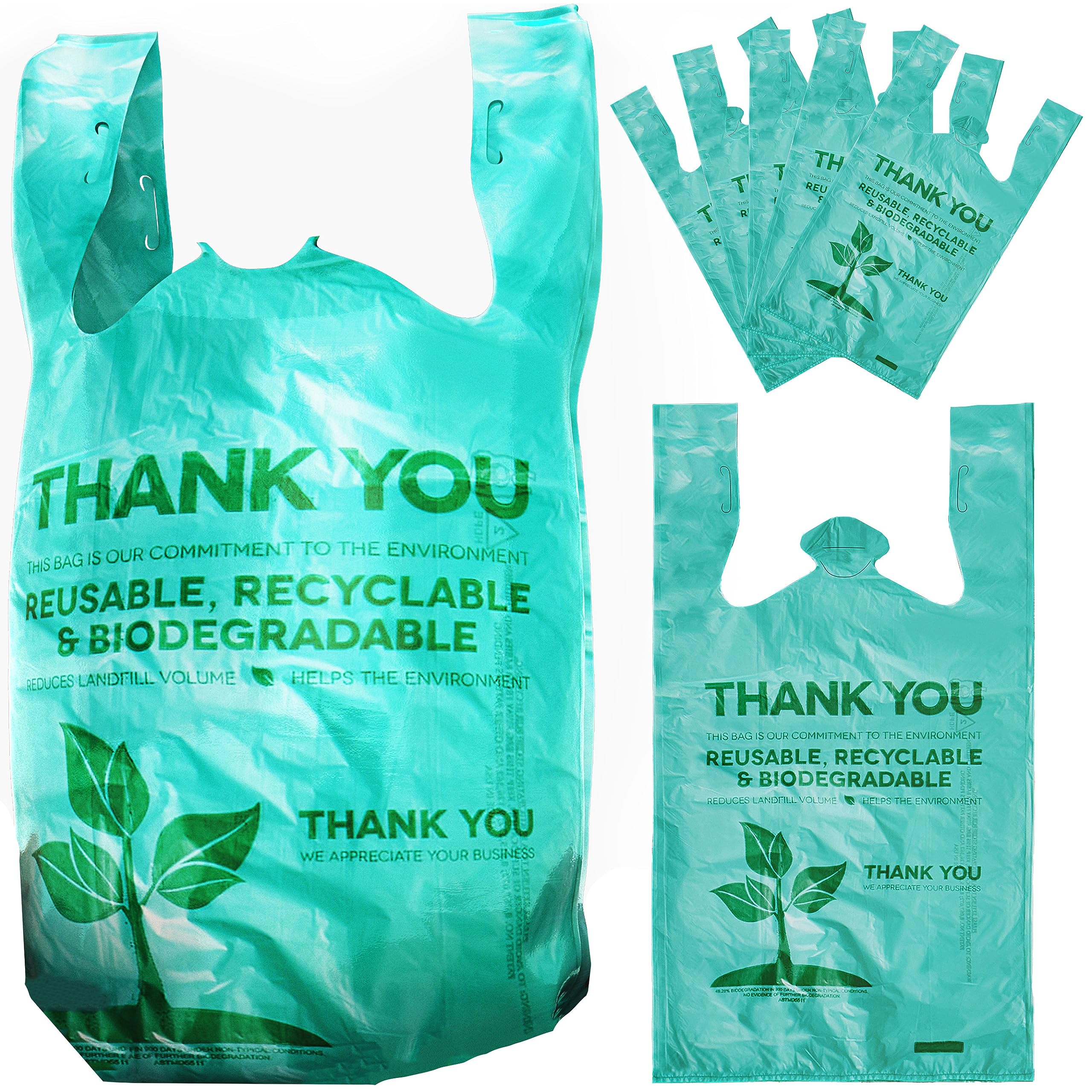Avant Grub Heavy Duty Plastic Grocery Bags - Bulk T-Shirt Shopping Bags for Business & Restaurants - Thick Green Reusable Bags - Perfect for Retail Stores, Farmers Markets & Takeout Services