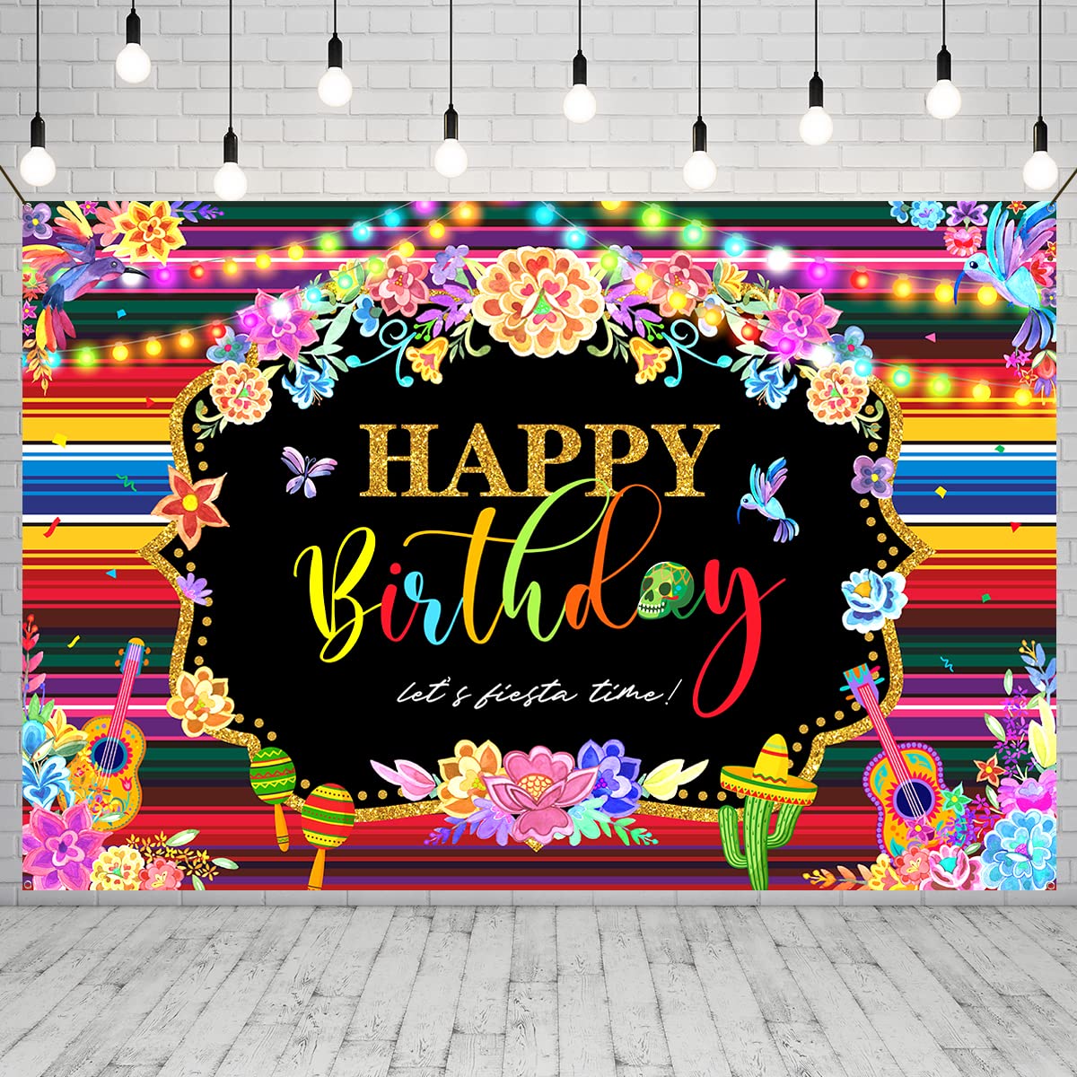 Mexican Birthday Party Decorations - Fiesta Theme Happy Birthday Backdrop for Cinco De Mayo, Vinyl Background Banner, Mexican Party Supplies | Perfect for Cinco de Mayo Celebrations, Themed Birthday Parties & Festive Home Decor