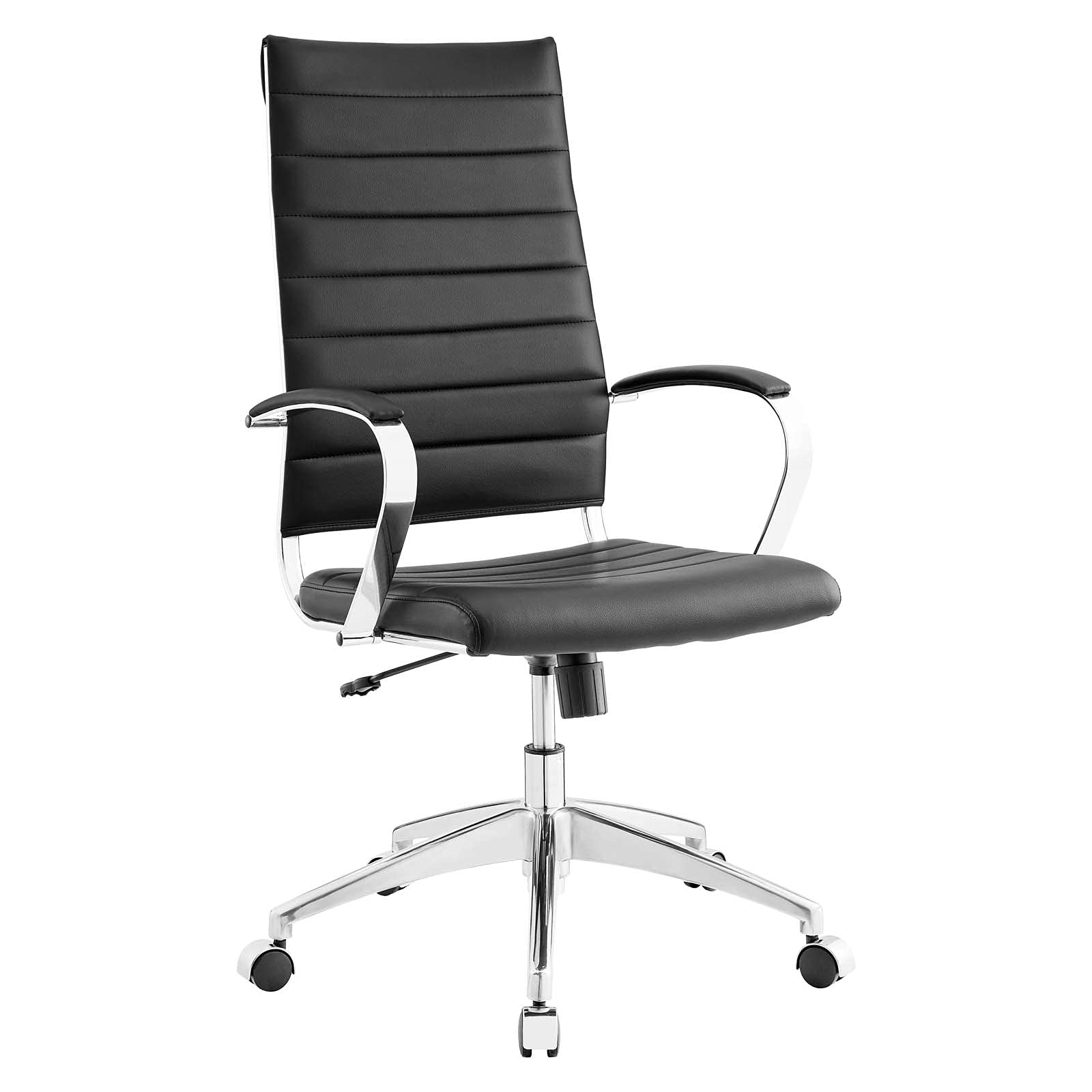 Modway Jive Ribbed High Back Executive Swivel Office Chair with Arms - Ergonomic Black Desk Chair for Home & Office Workspace, Conference Room, Gaming Setup