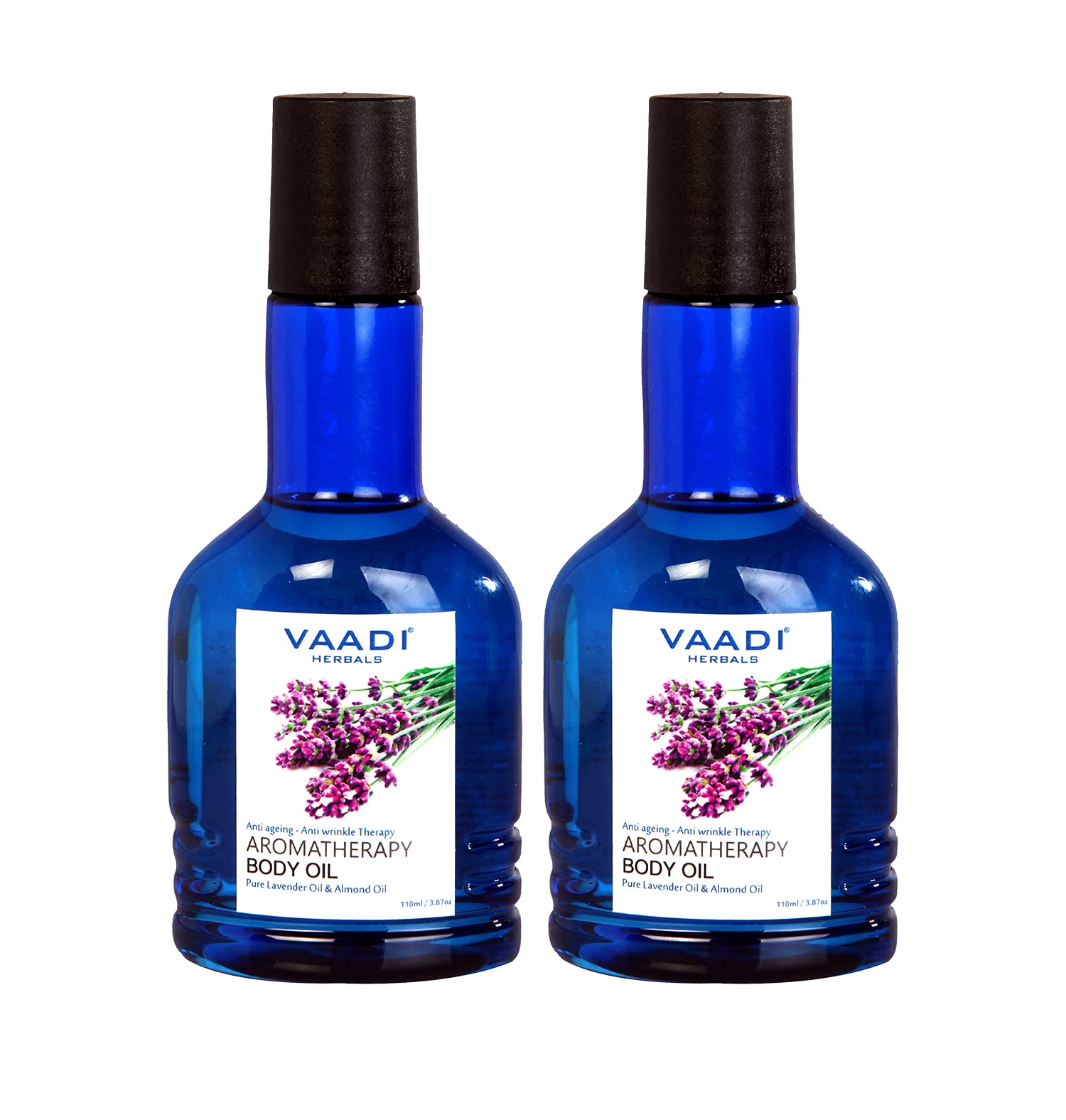 Vaadi Herbals Lavender & Almond Aromatherapy Body Oil - 110ml (2 Pack) for Relaxation, Massage & Skin Hydration
