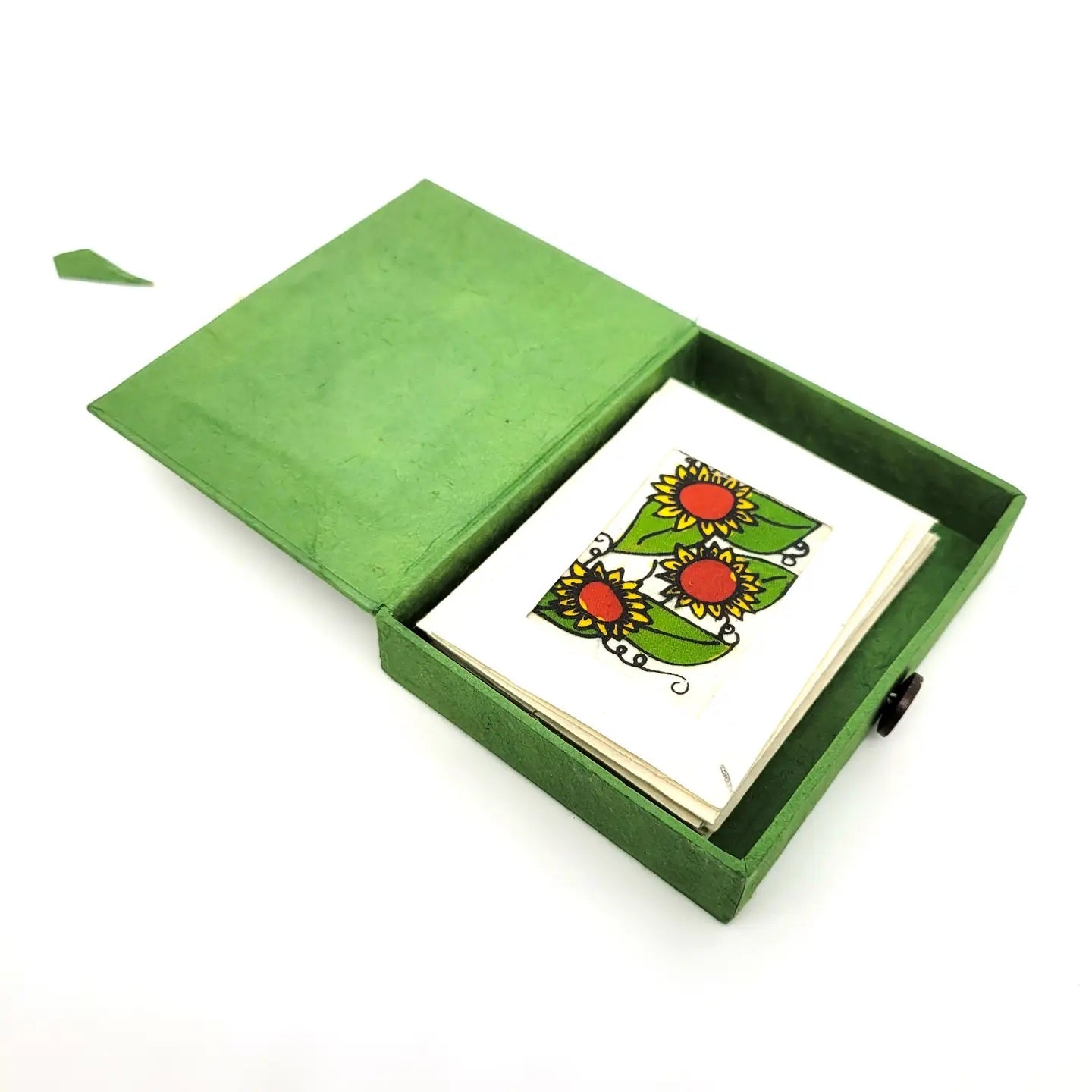 Batik Box and Mini Card Set - Sunflower Design | Handmade Batik Stationery for Gifts, Notes & Greetings | Perfect for Birthdays, Weddings & Special Occasions