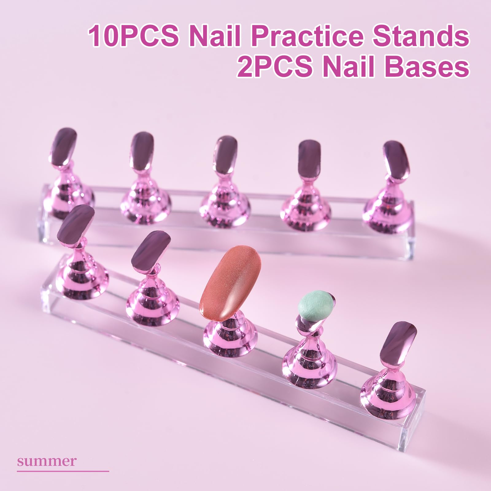 2 Pack Magnetic Nail Stand for Press On Nails - Fake Nail Tips Holder for Nail Art Practice, DIY Display & Salon Use - Purple Nail Stand for Home, Travel & Professional Nail Artists