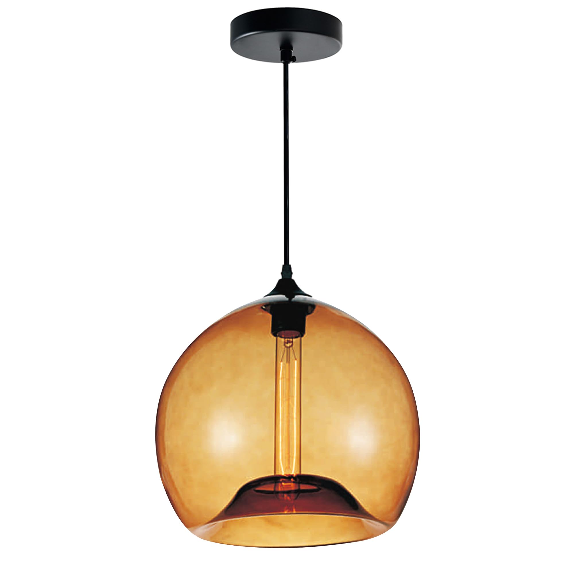 CWI Lighting 1-Light Mini Glass Pendant with Amber Finish - Perfect for Kitchen Island, Dining Room, and Entryway Lighting